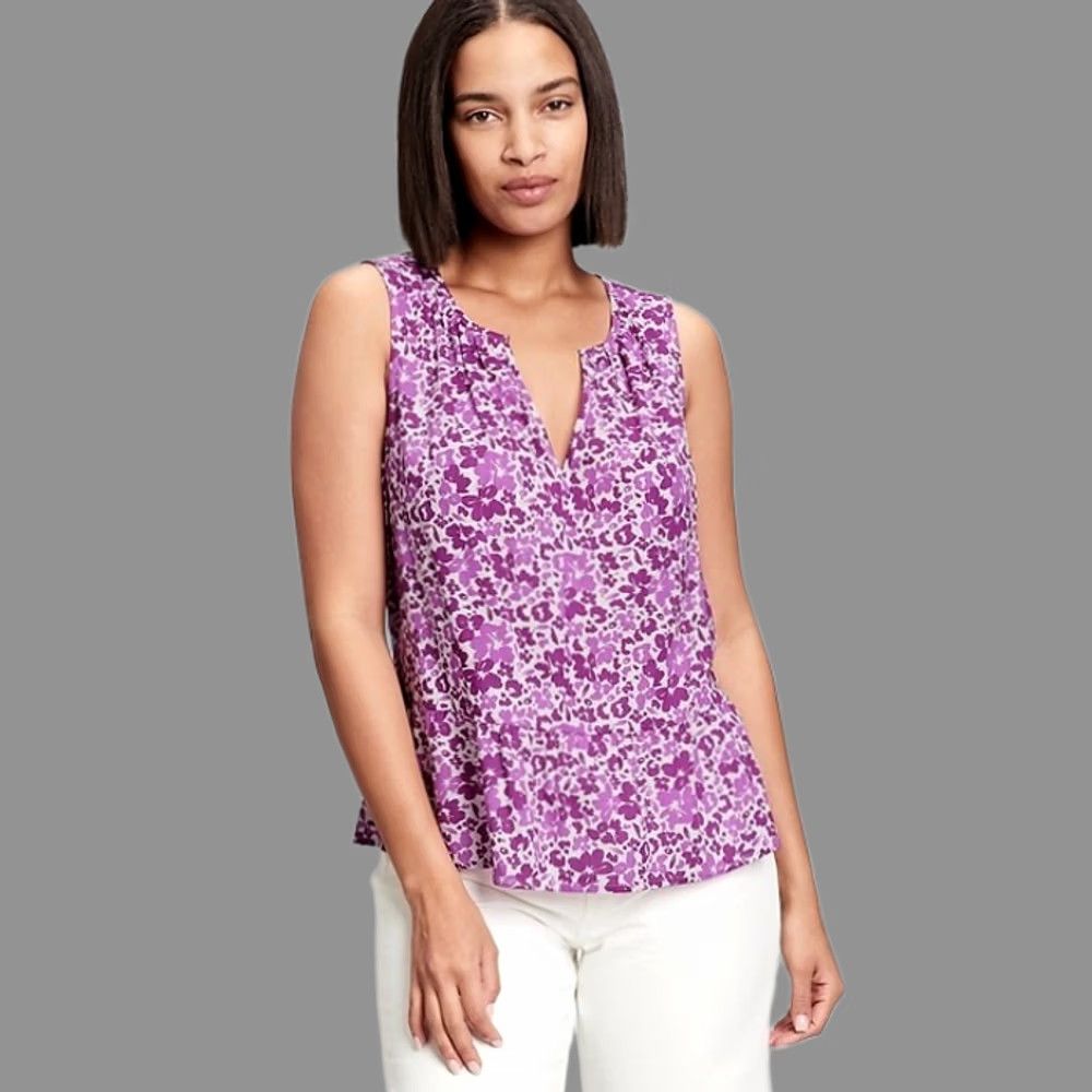 Gap Gap Women's Tank Blouse XL Sleeveless Pink Floral Peplum V-Neck Pullover Casual Summer Mulitcolor Size XL / US 12-14 / IT 48-50 - 1 Thumbnail