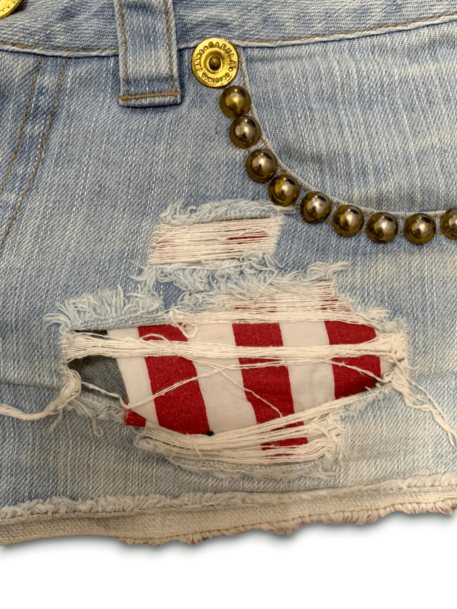 Japanese Brand Vintage Japanese Brand Flag Design Midi Skirt Jeans Size 27" / US 4 / IT 40 - 6 Thumbnail