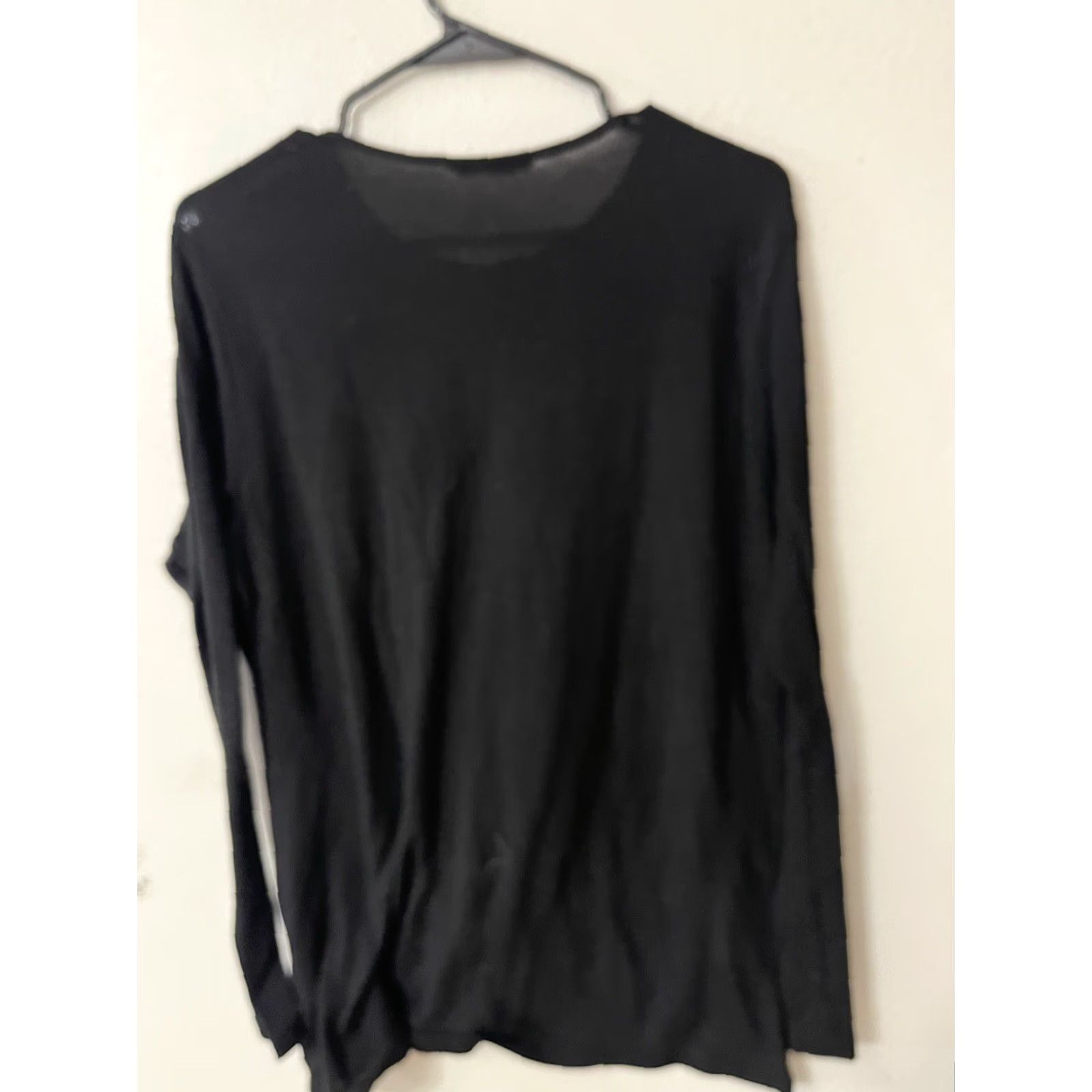 Shein SHEIN Black Women Crew Neck Solid Long Sleeve Tee L Adult Large Black Womens Top T-Shirt 95% Rayon 5% Spandex Weekend Casual Size L / US 10 / IT 46 - 2 Thumbnail