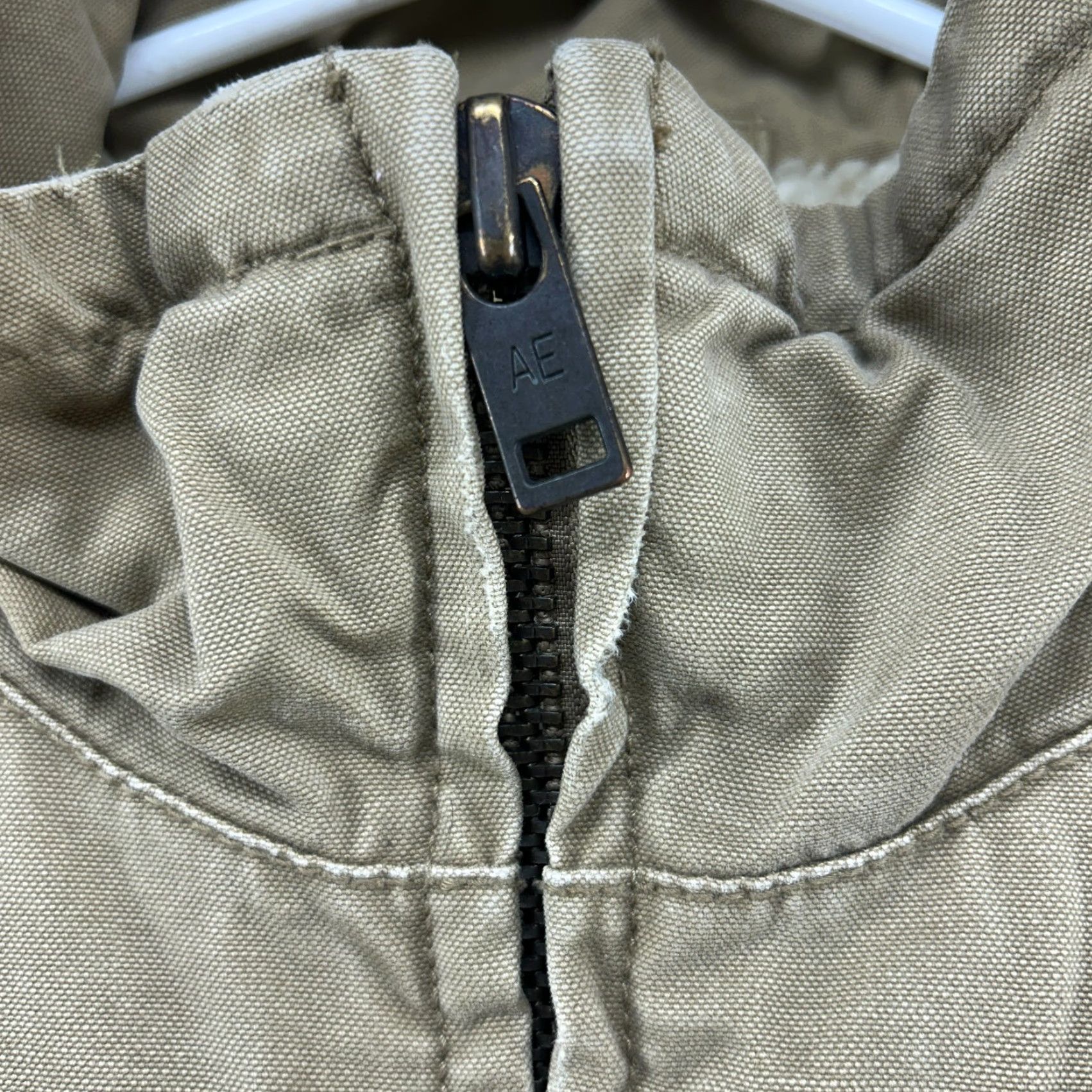 American Eagle Outfitters VINTAGE American Eagle Outfitters Jacket Mens XL Beige Cotton Parka Lined Fleece Grunge Workwear Size US XL / EU 56 / 4 - 4 Thumbnail