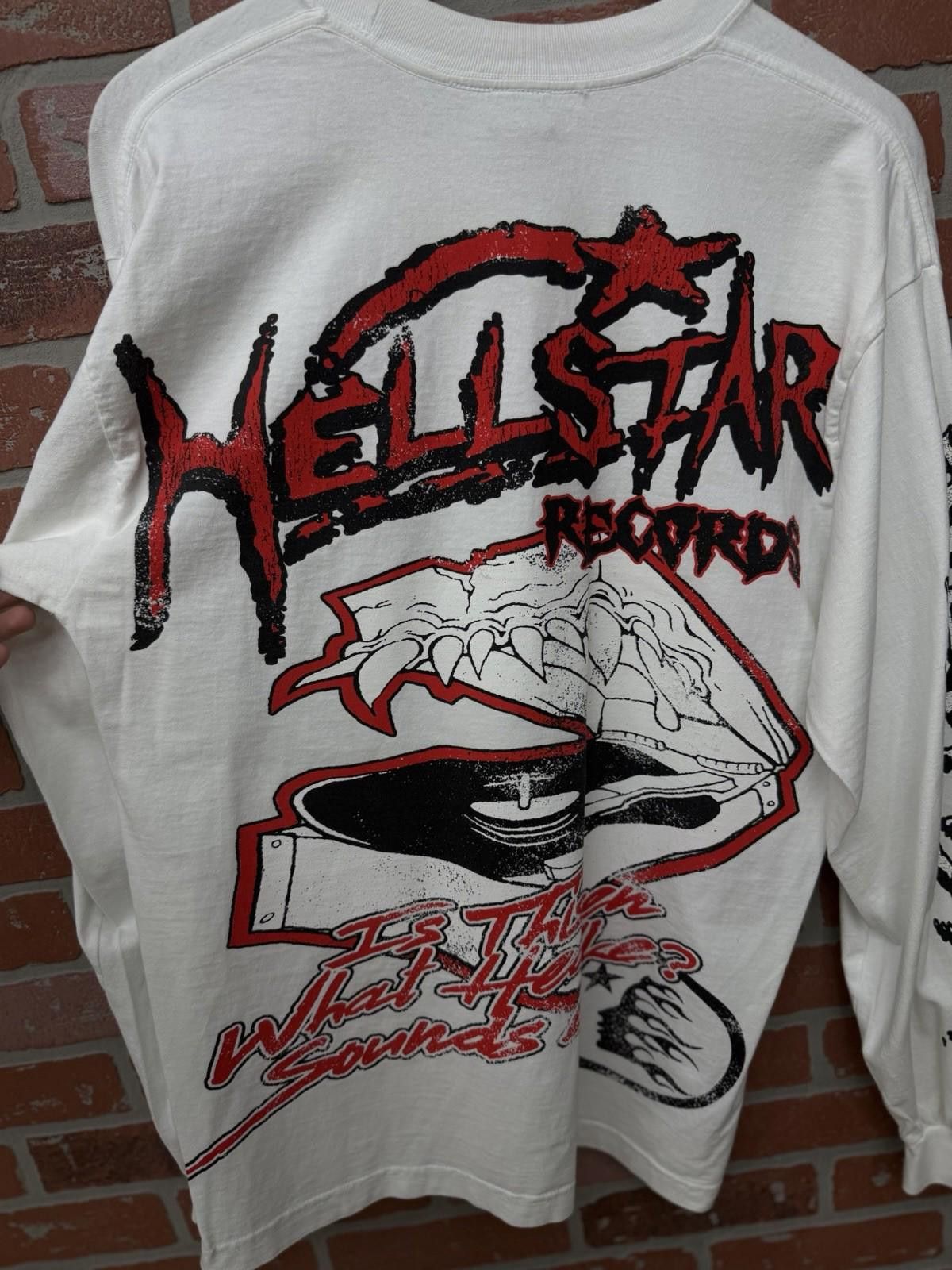 HELLSTAR Hellstar Records White Long Sleeve Jersey Graphic Shirt (M) Size US M / EU 48-50 / 2 - 7 Thumbnail