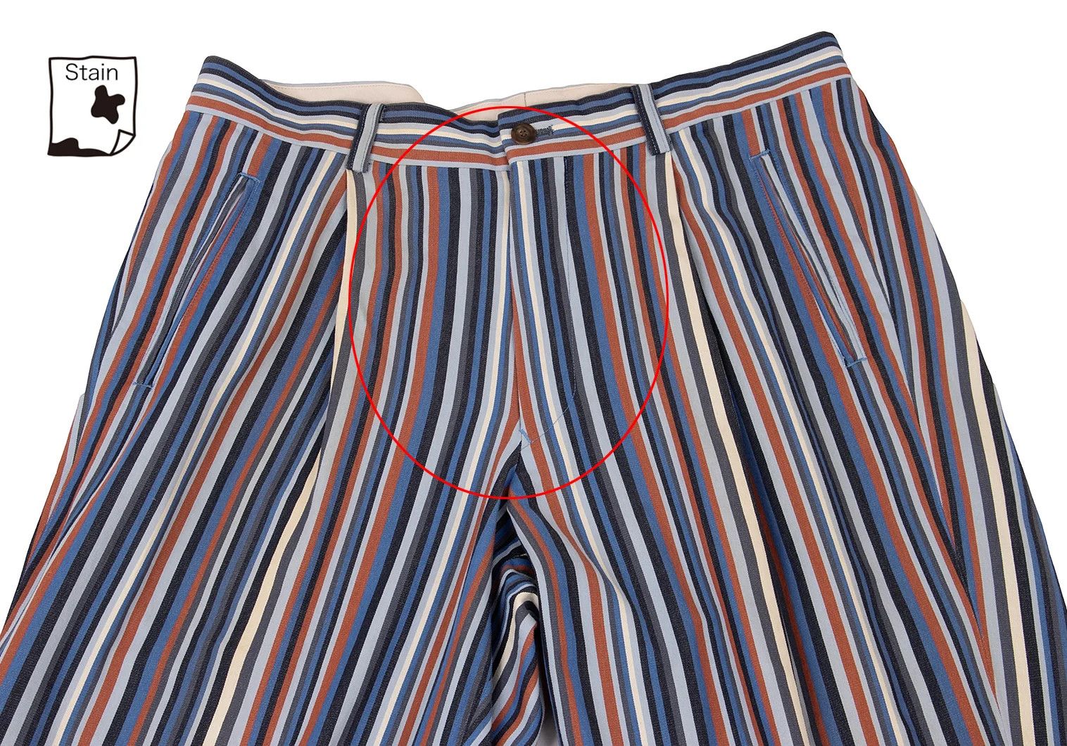 Issey Miyake Cotton Stripe Pants in Blue Multi, Size L Size US 38 / EU 54 - 3 Thumbnail