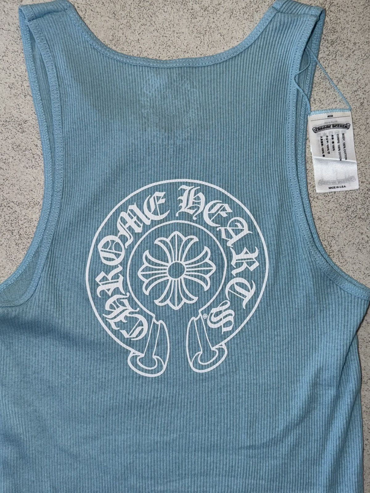 Baby blue chrome hearts tank