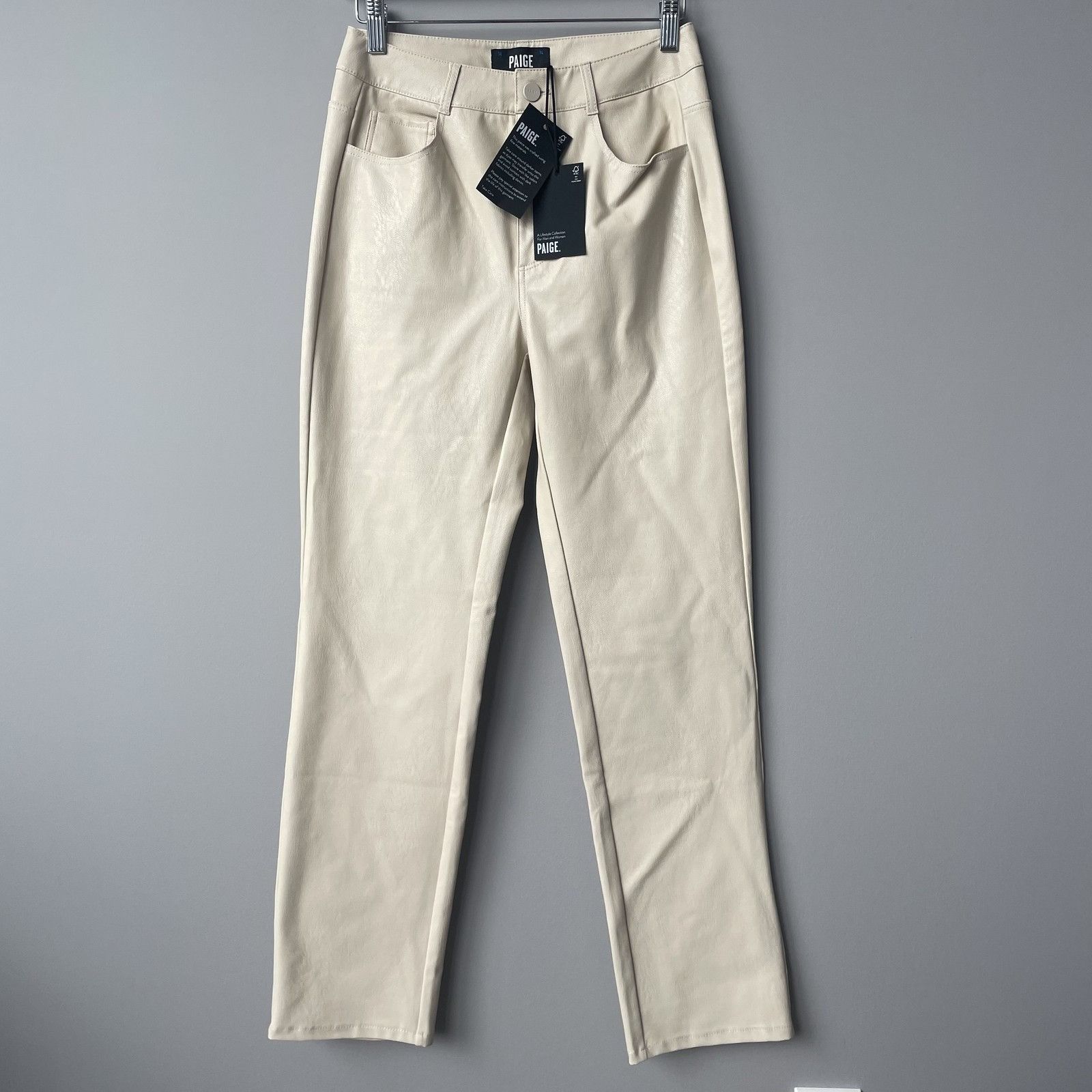 Paige Paige Stella Pants Womens 26 Faux Leather Straight Leg Stret Size 26" / US 2 / IT 38 - 1 Thumbnail