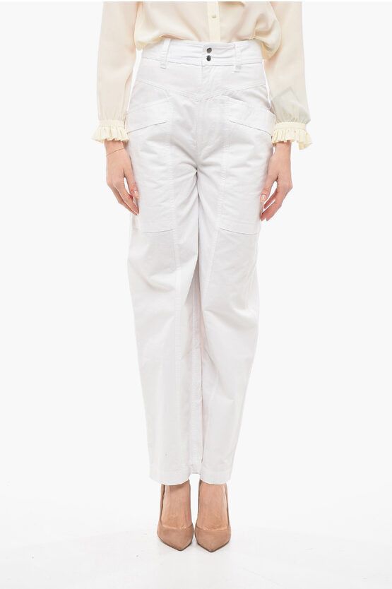 image of Isabel Marant Etoile Tapered Fit Ruby Cotton Pants in White, Women's (Size 26)