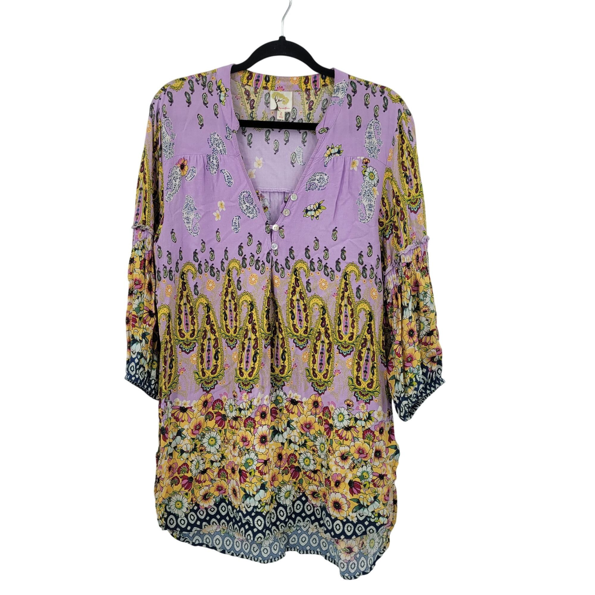 Anthropologie Anthropologie Fig & Flower Lavender Multicolor Boho Peasant Size L / US 10 / IT 46 - 14 Thumbnail