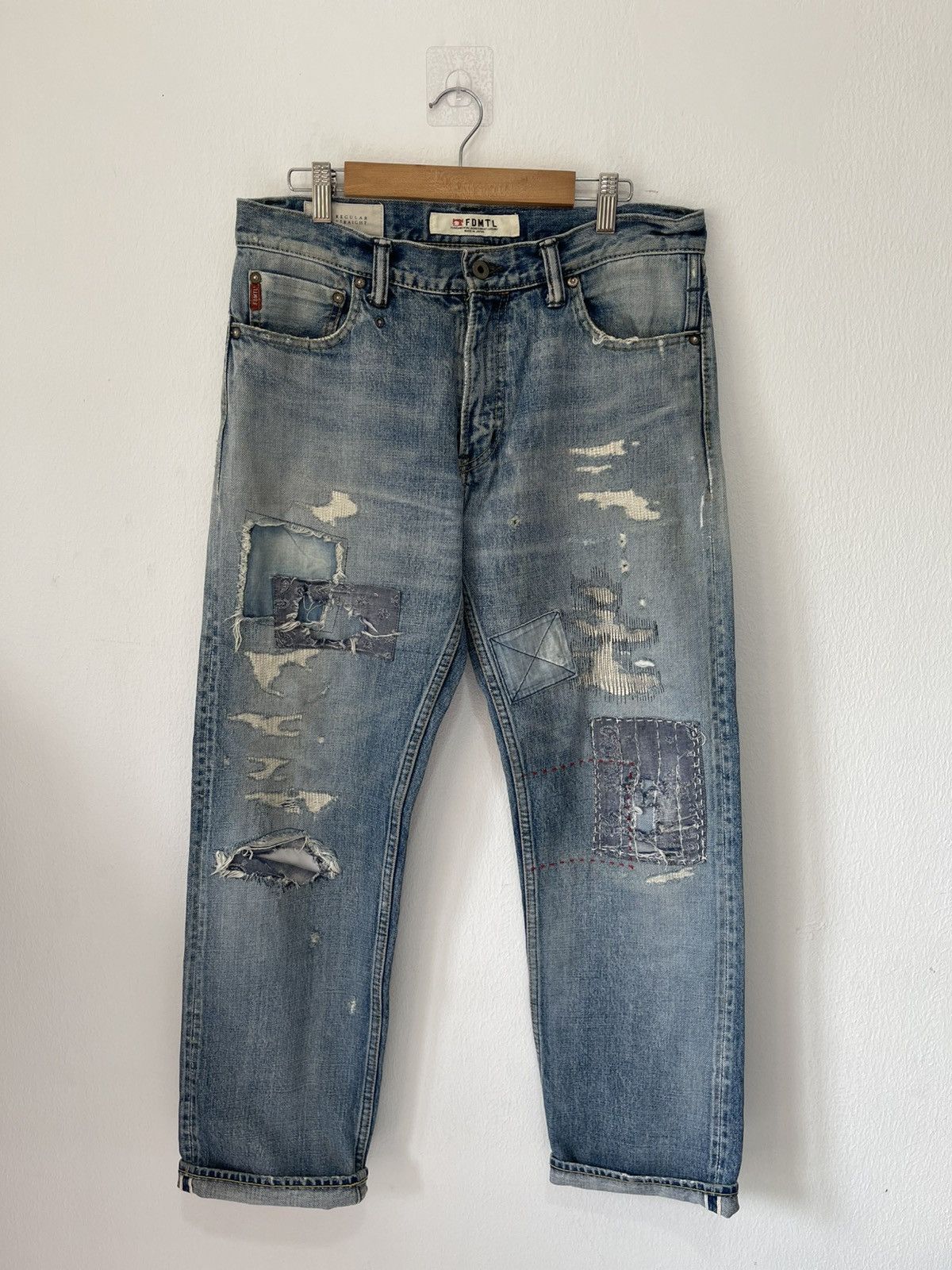 FDMTL 2021 FDMTL Sashiko Patch Denim Selveged Pants Size US 32 / EU 48 - 6 Thumbnail