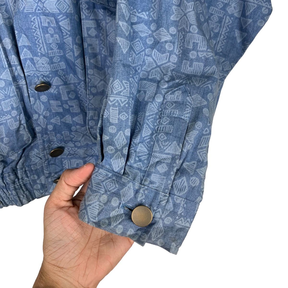 Japanese Brand WATER BACK Motif Design Blue Bomber Jacket #0889-C40 Size M / US 6-8 / IT 42-44 - 11 Thumbnail