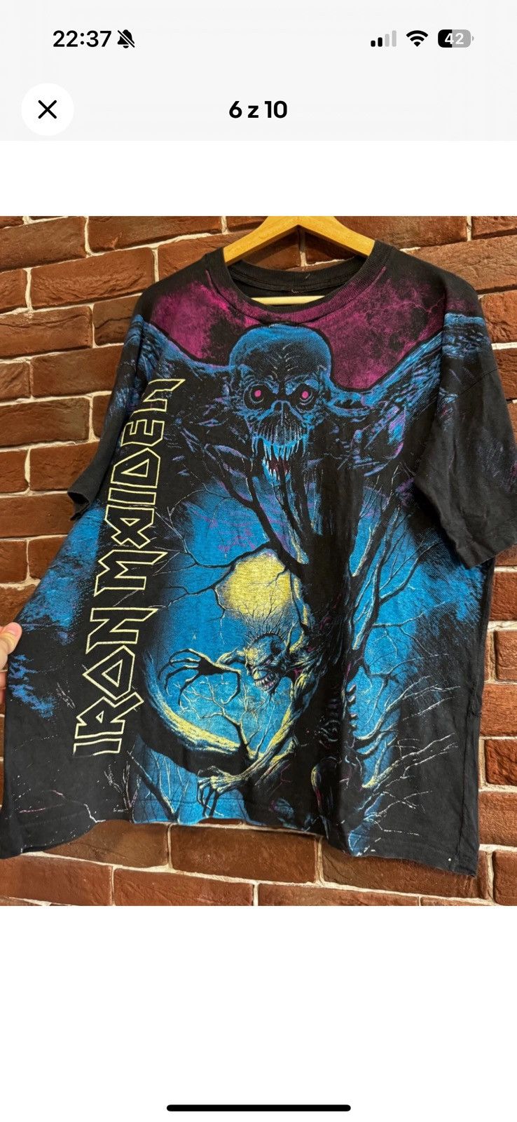 Vintage Vintage 90s Iron Maiden Fear Dark All Over Print Band Tee XL Size US L / EU 52-54 / 3 - 6 Thumbnail