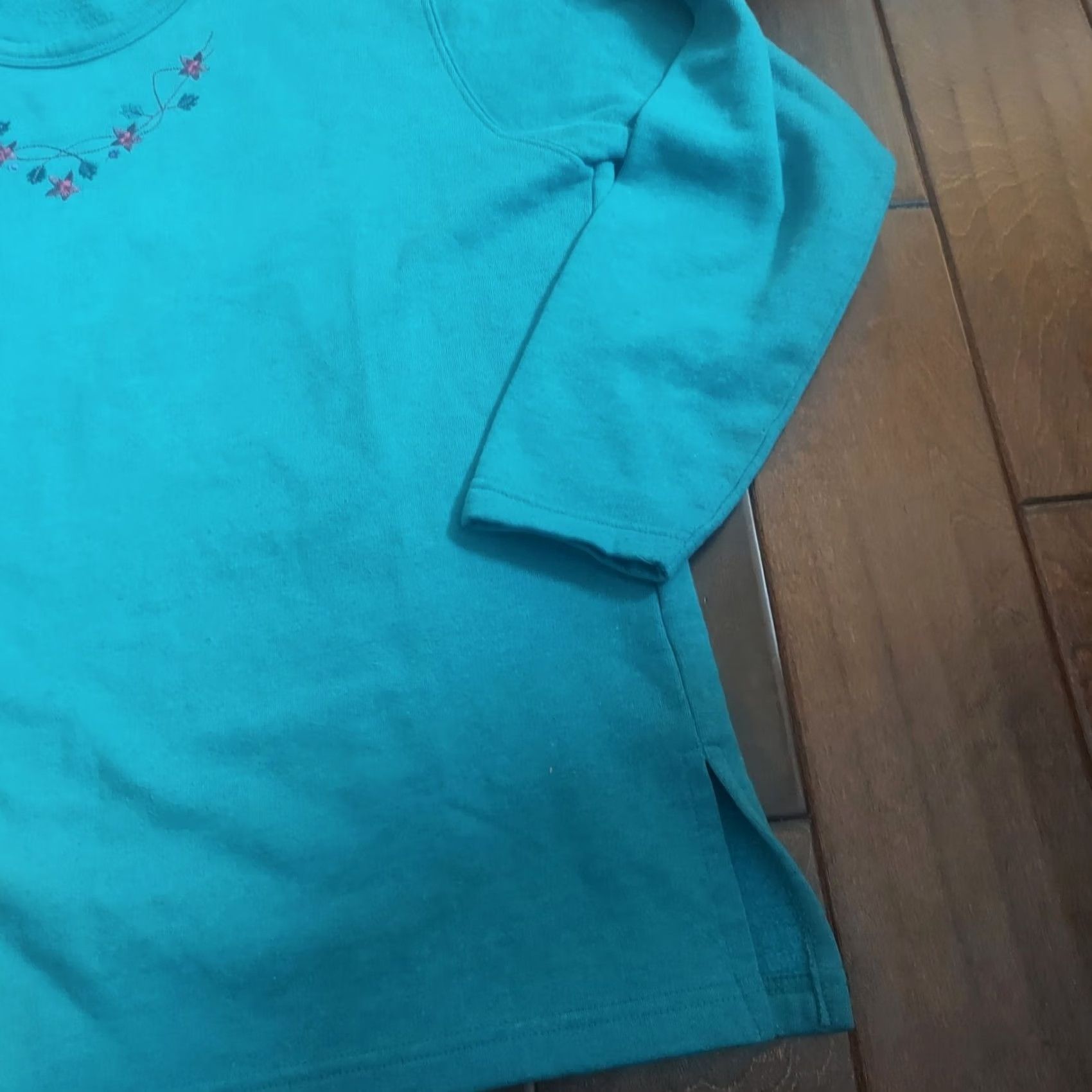 Vintage Holmewood Women's Turquoise Blue Plant Star Print Pullover Sweater Size M 14/16 Sleeve Long Crew Neck Stars Pullover Women M & M Size M / US 6-8 / IT 42-44 - 5 Thumbnail