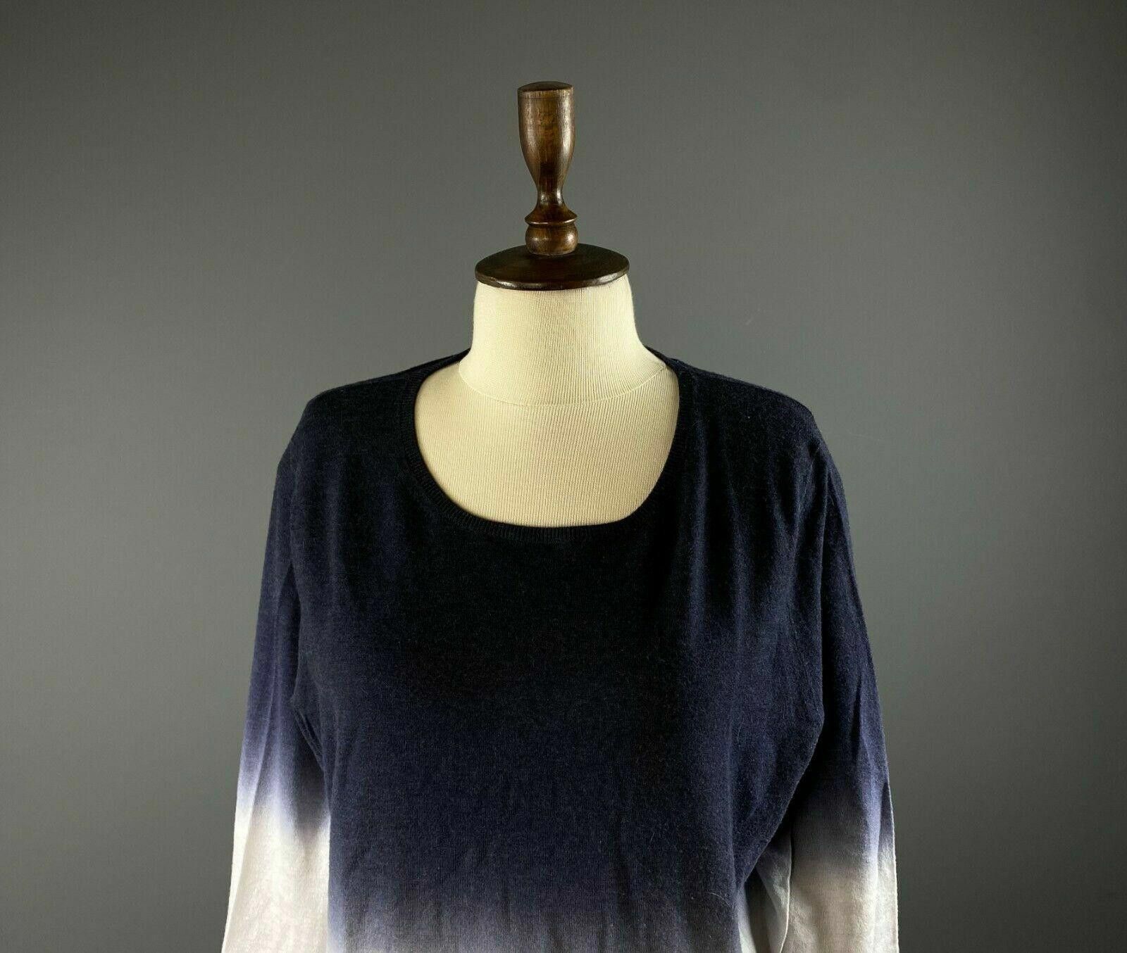 Designer FFC Blue White Gradient Boat Neck Wool Jumper Size XL Size XL / US 12-14 / IT 48-50 - 2 Thumbnail
