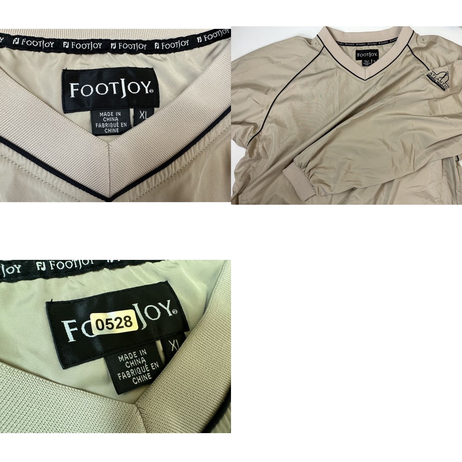 Footjoy VINTAGE FootJoy V-Neck Golf Pullover Jacket Men XL Beige Windbreaker Nylon Zipped Pockets Golf Size US XL / EU 56 / 4 - 9 Thumbnail