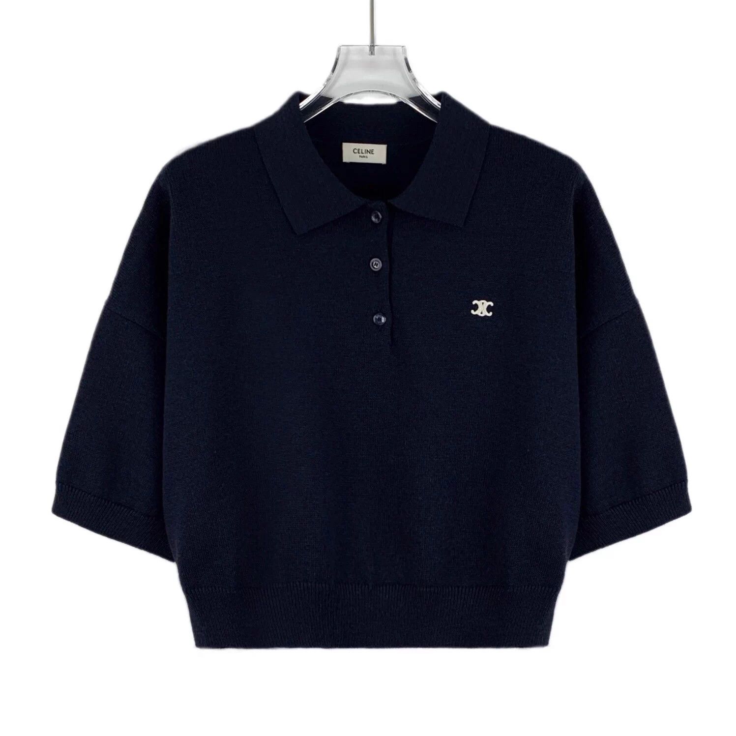 Celine Celine 25 Navy Wool Embroidered Polo S Size S / US 4 / IT 40 - 1 Thumbnail