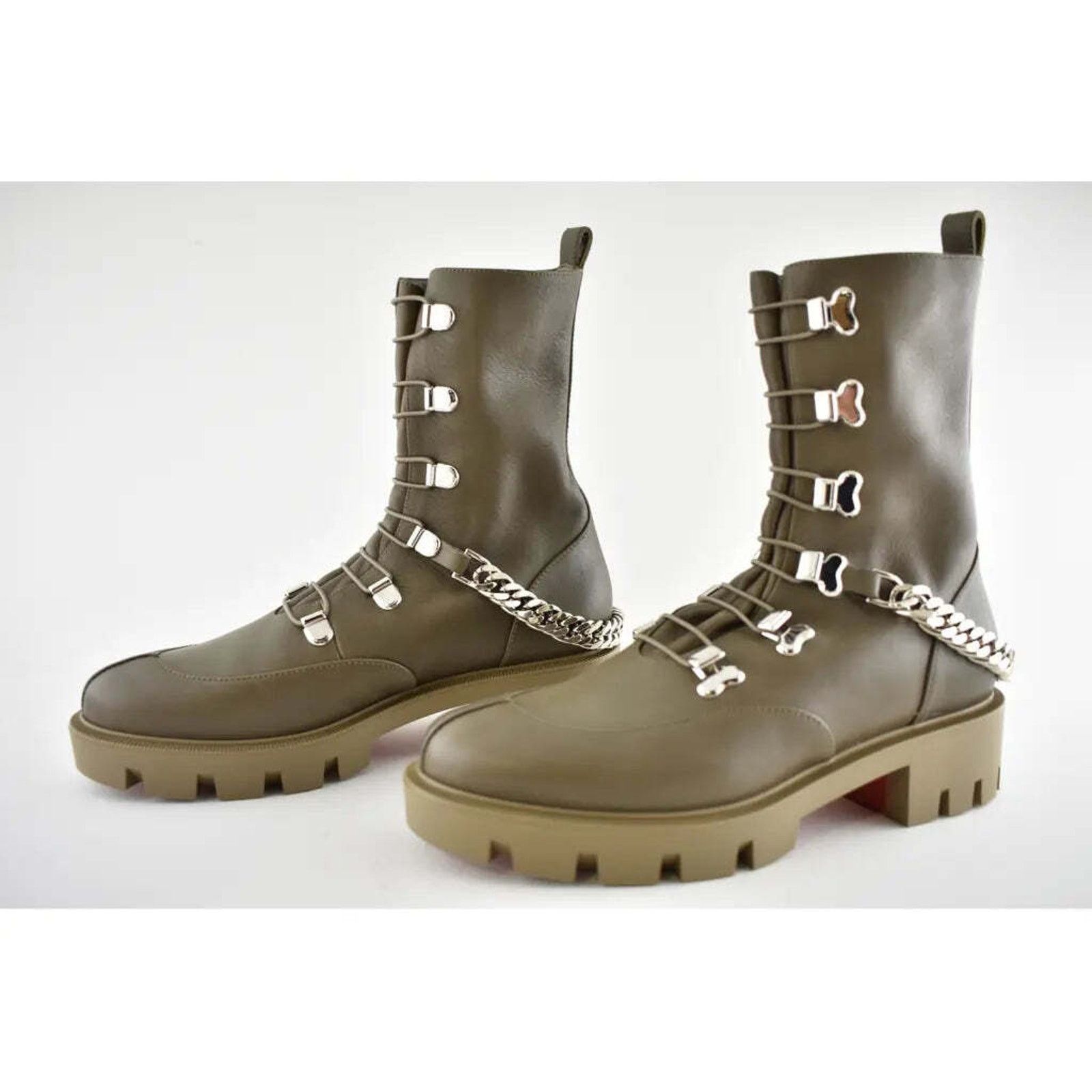 Christian Louboutin Christian Louboutin Horse Flat Silex Grey Leather Combat Size US 6 / IT 36 - 10 Thumbnail
