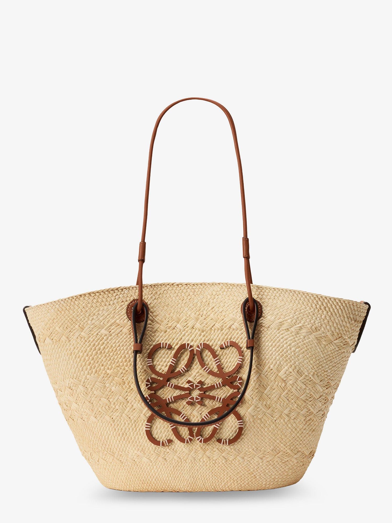 Paula's Ibiza -Anagram Raffia And Leather Shoulder Bag, Women's