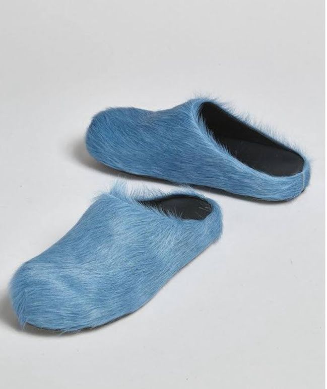 Marni o1w1db10326 Fussbett Sabot Calf-Hair Slippers in Blue Size US 7 / IT 37 - 2 Thumbnail