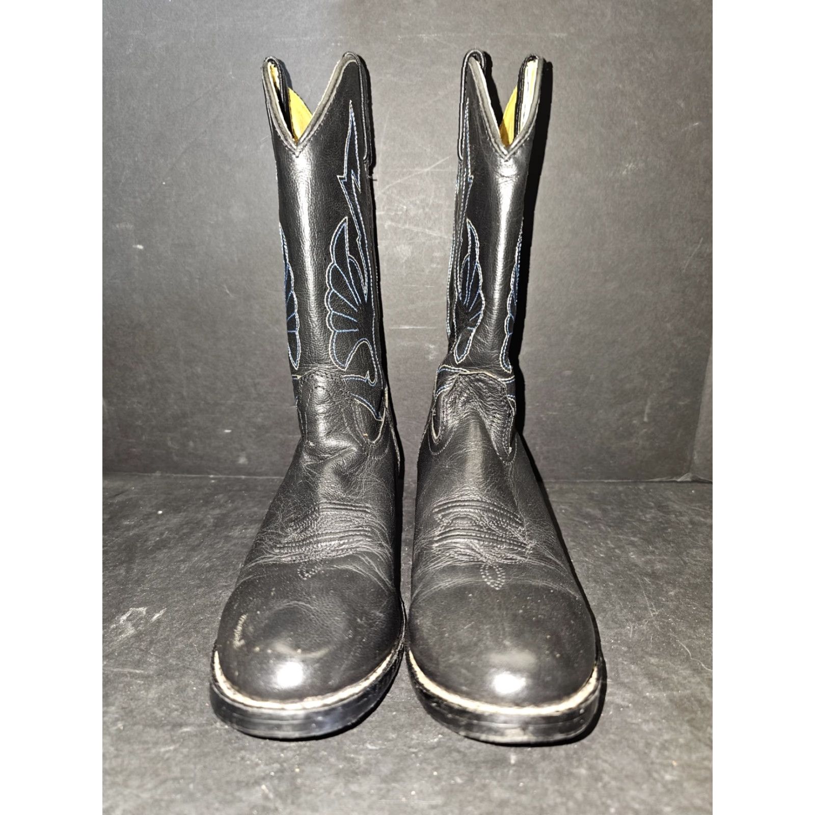 Vintage VINTAGE Masterson Boot Company RB2001Y Black With Blue Stitch Cowboy Western Boots Sz 6D Mens Leather Boots Size US 5 / EU 37 - 6 Thumbnail