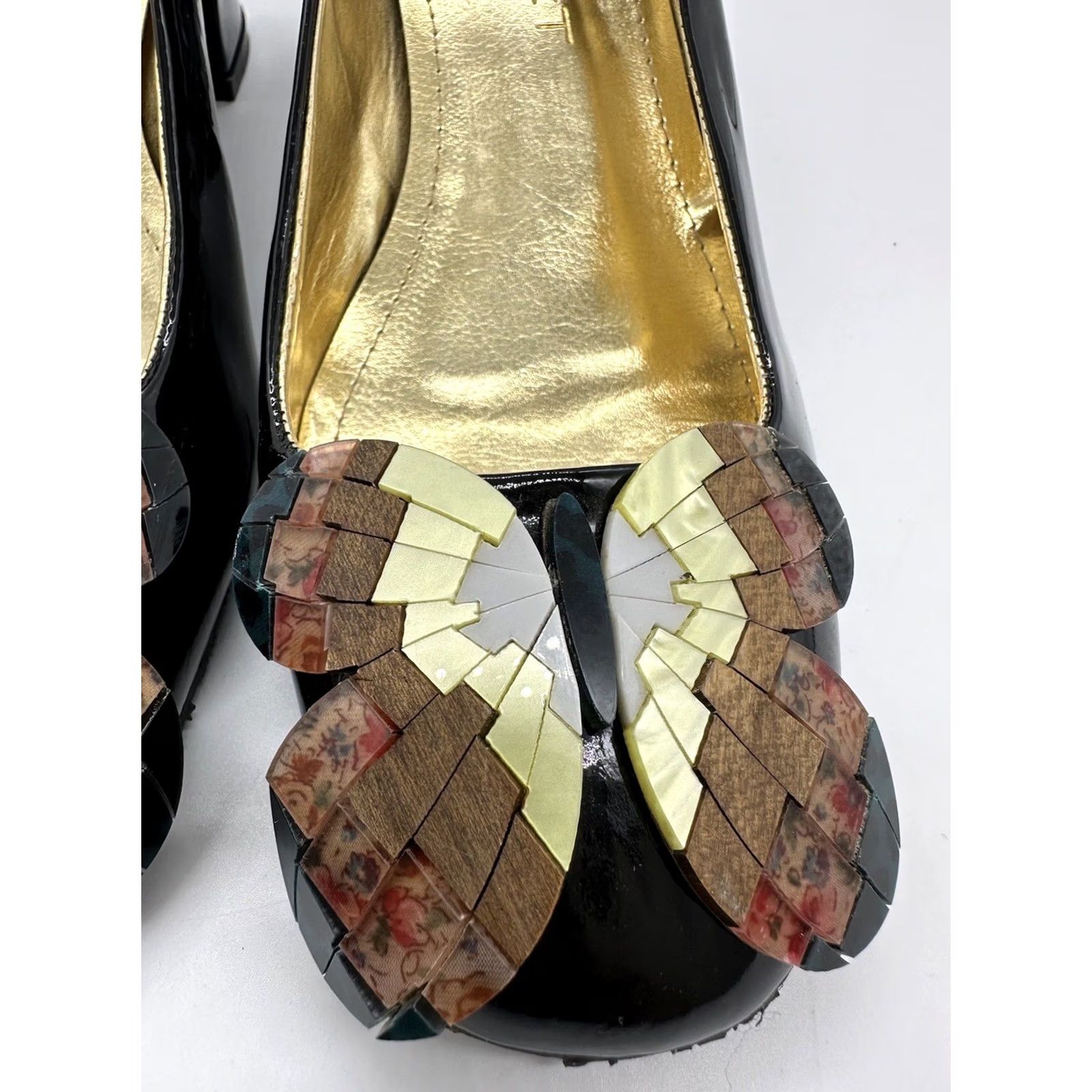 Logo 7 Manufact Womens Butterfly Art Logo Heels Black Patent Sz 35 US 5 Size US 5 / IT 35 - 2 Thumbnail