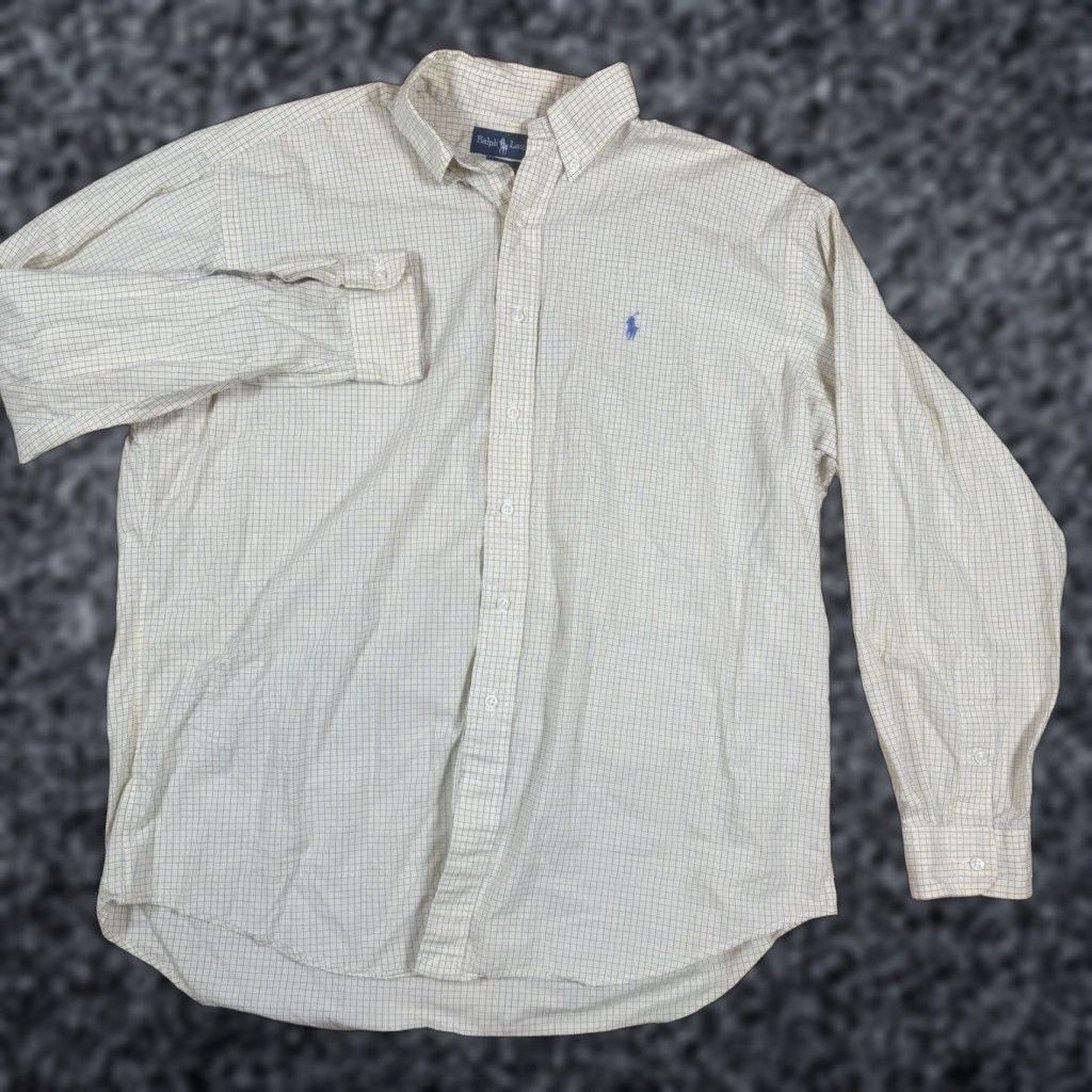 Polo Ralph Lauren Polo Ralph Lauren Button-Up Shirt Mens L Large Blake Cotton Gingham Check Yellow Blue Multicolor Long Sleeve Mens Size US L / EU 52-54 / 3 - 1 Thumbnail