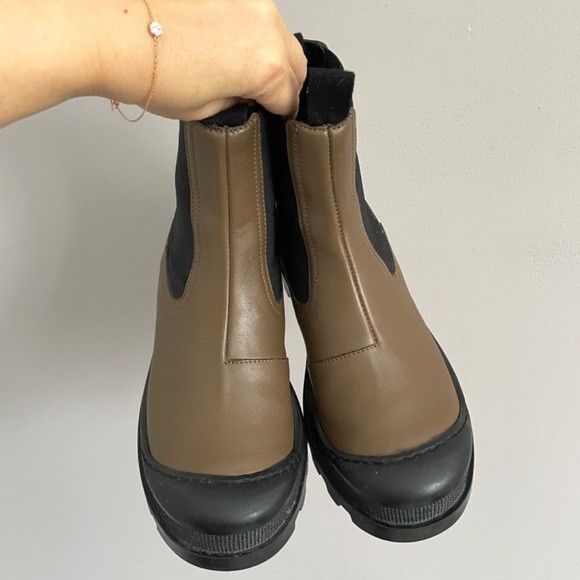 Loewe Loewe Khaki Rubber-Trimmed Leather Chelsea Boots - 5 🇪🇸 Size US 5 / IT 35 - 4 Thumbnail