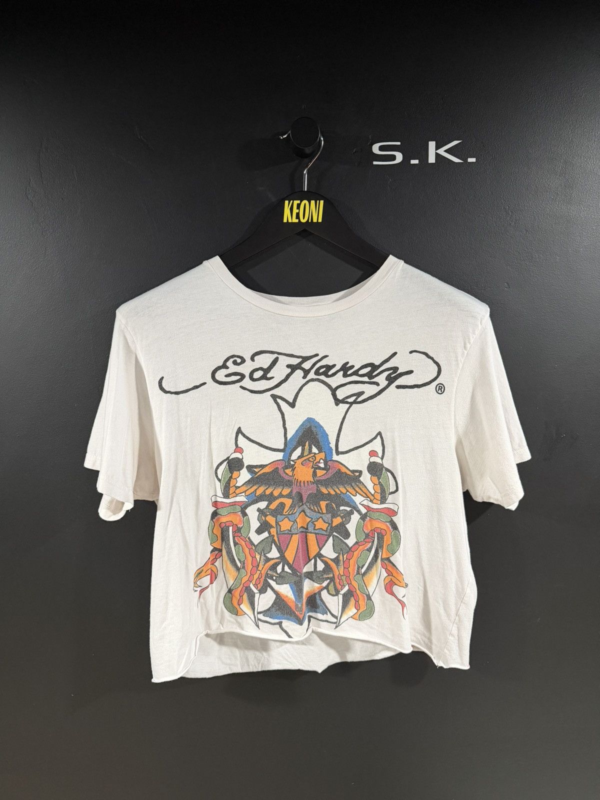 Ed Hardy 2000s Y2K Vintage Ed Hardy Cropped Soft Grunge Tee L Size US L / EU 52-54 / 3 - 1 Thumbnail