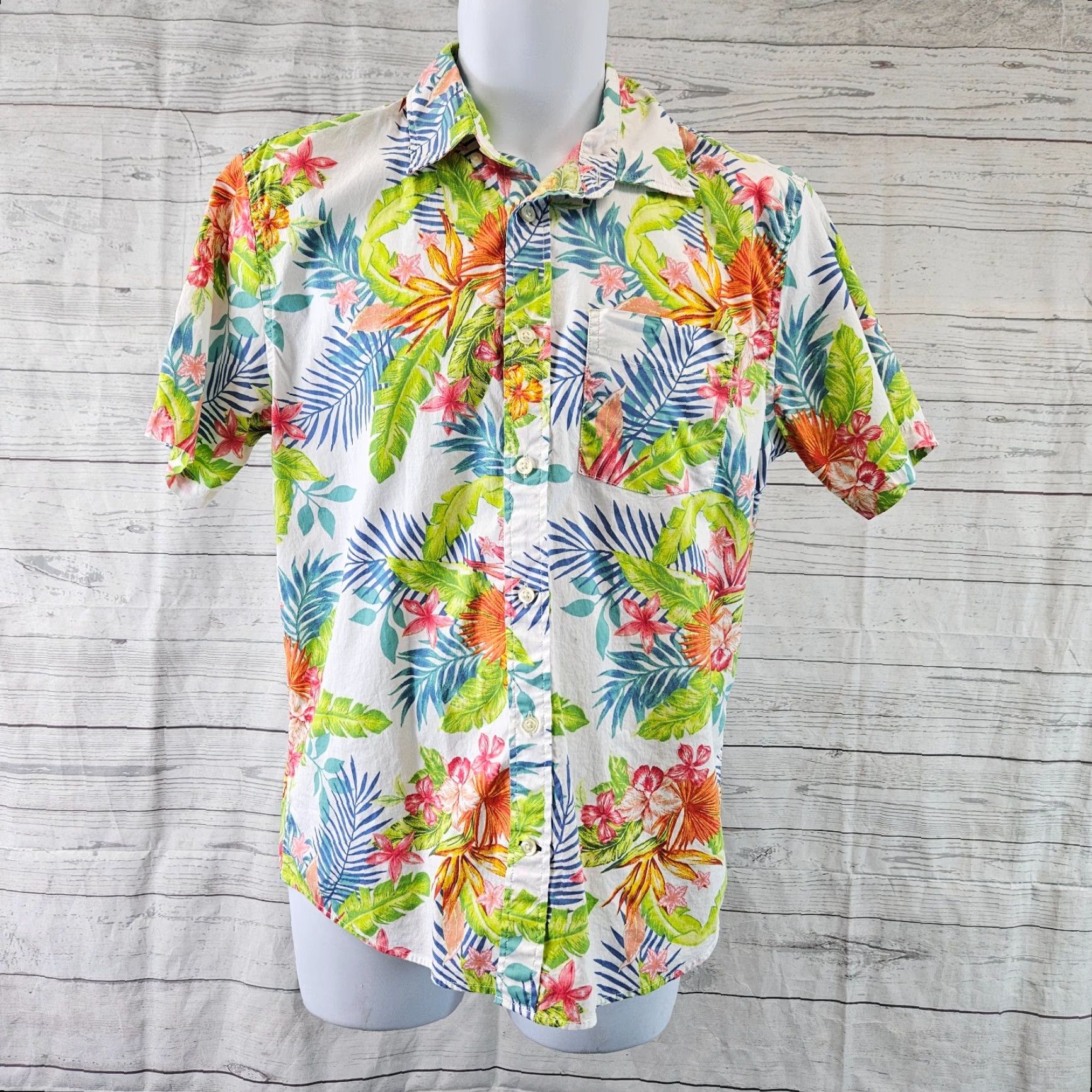 Gap Gap Mens Button Front Shirt Small Regular Green Floral Short Sleeve Shirt Mens Size US S / EU 44-46 / 1 - 2 Thumbnail