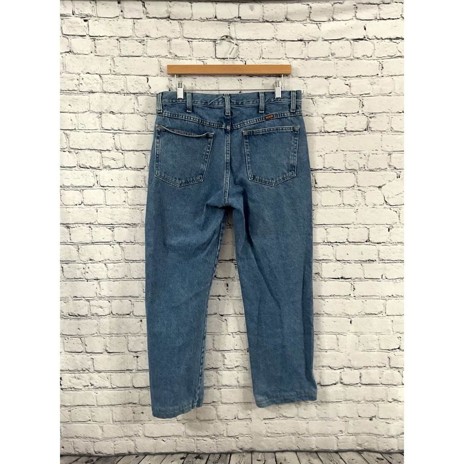 Denime VINTAGE Rustler Jeans Men Regular Fit Straight 34x29 Blue Denim 5-Pocket Distressed Logo 80s 90s Mens Size US 34 / EU 50 - 3 Thumbnail