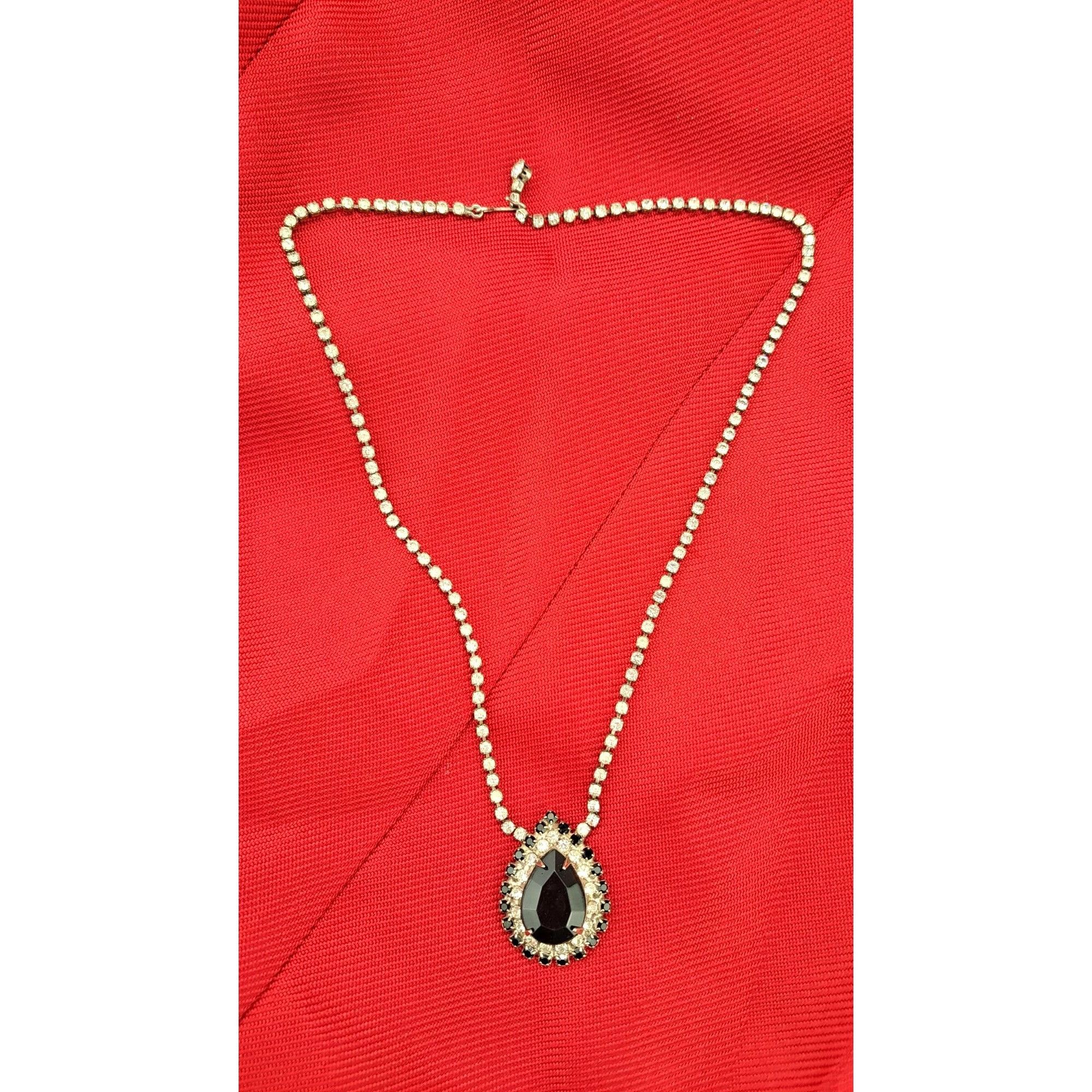 Other Vintage Rhinestone Clear Black Necklace Costume Teardrop Size ONE SIZE - 1 Thumbnail