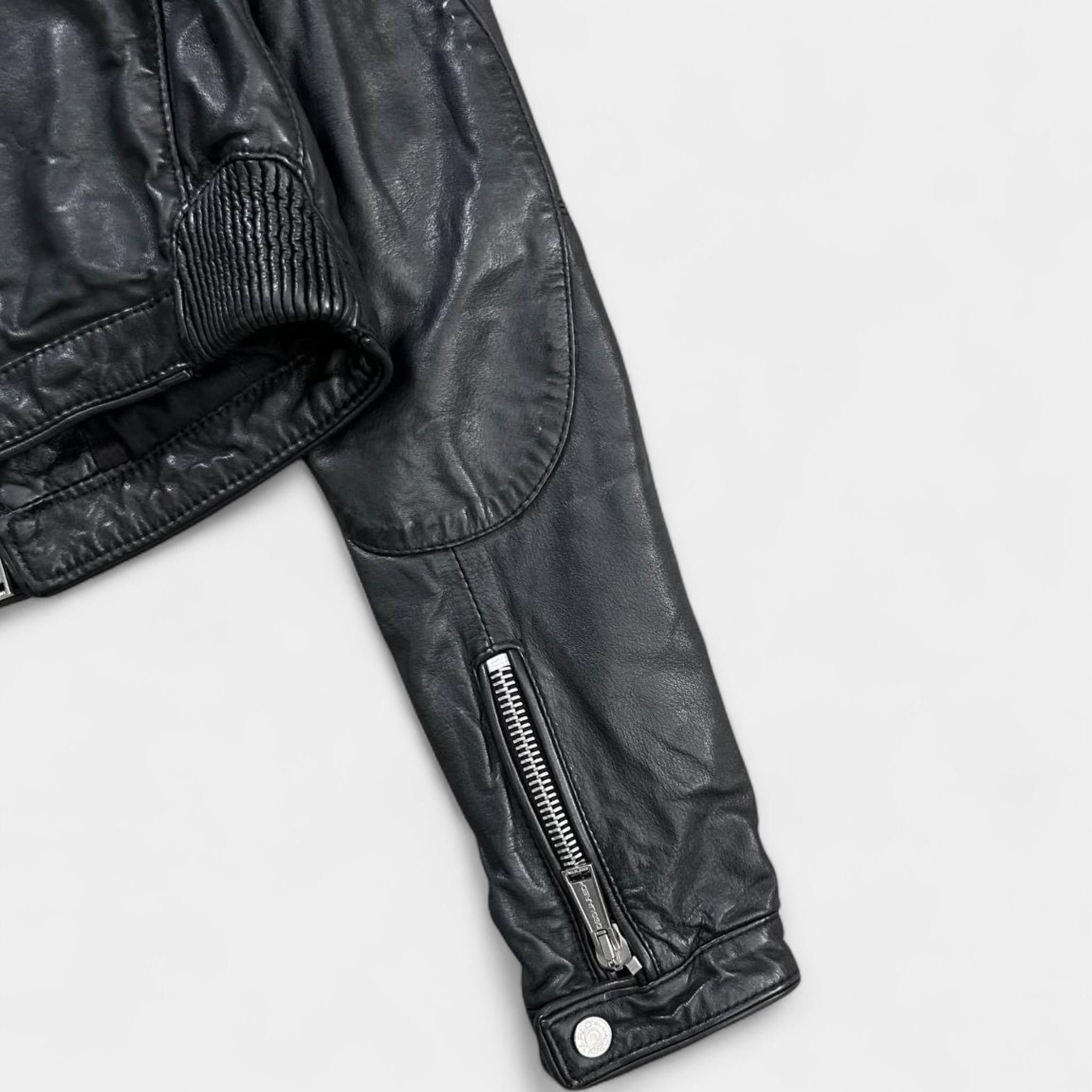 Dsquared2 Dsquared2 2000s Leather Black Biker Jacket Size US XS / EU 42 / 0 - 7 Thumbnail