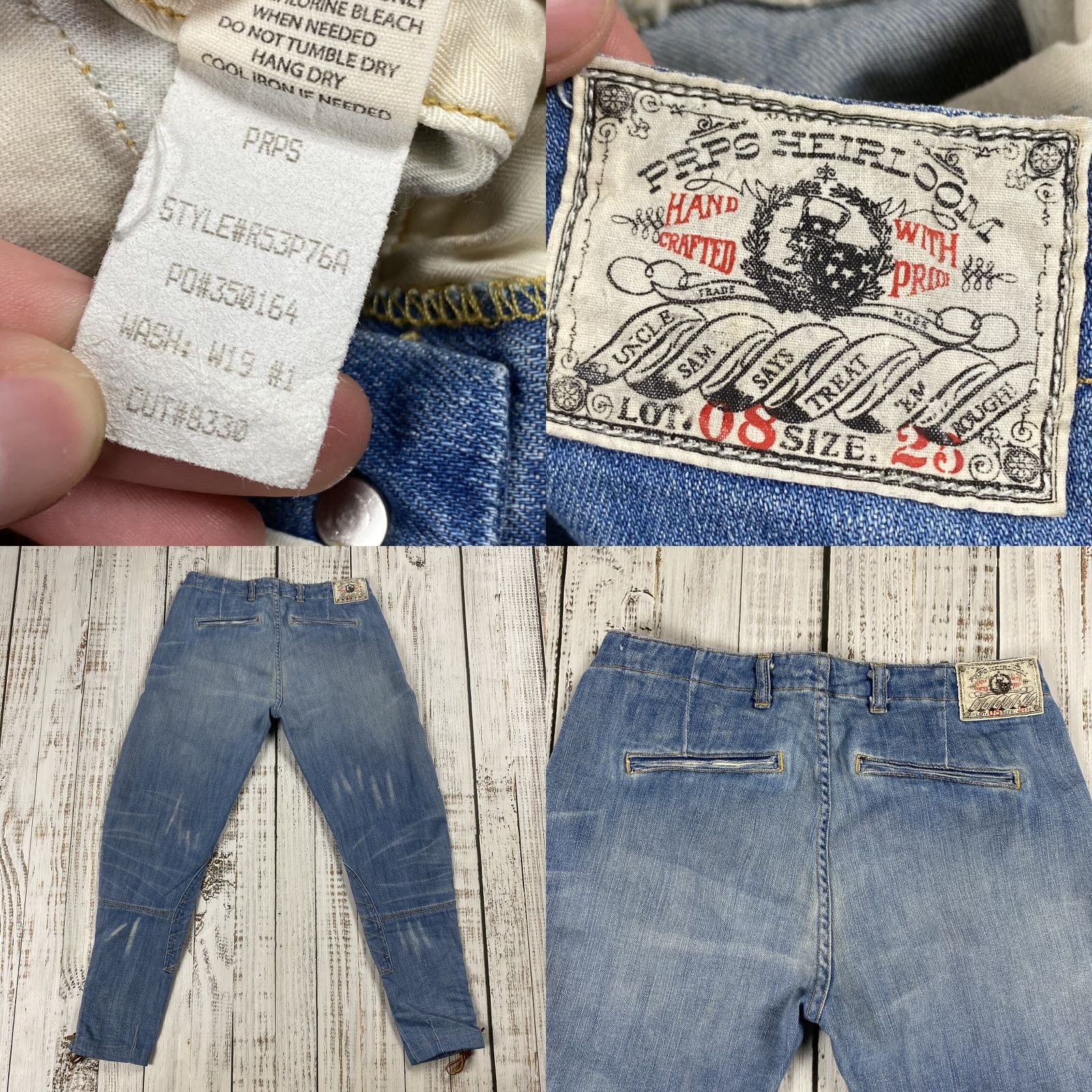 Prps VINTAGE PRPS Heirloom Denim Jeans Lace-Up Ankle Distressed Polo Riding Size 25 Blue Womens Size 42" / US 20 - 8 Thumbnail