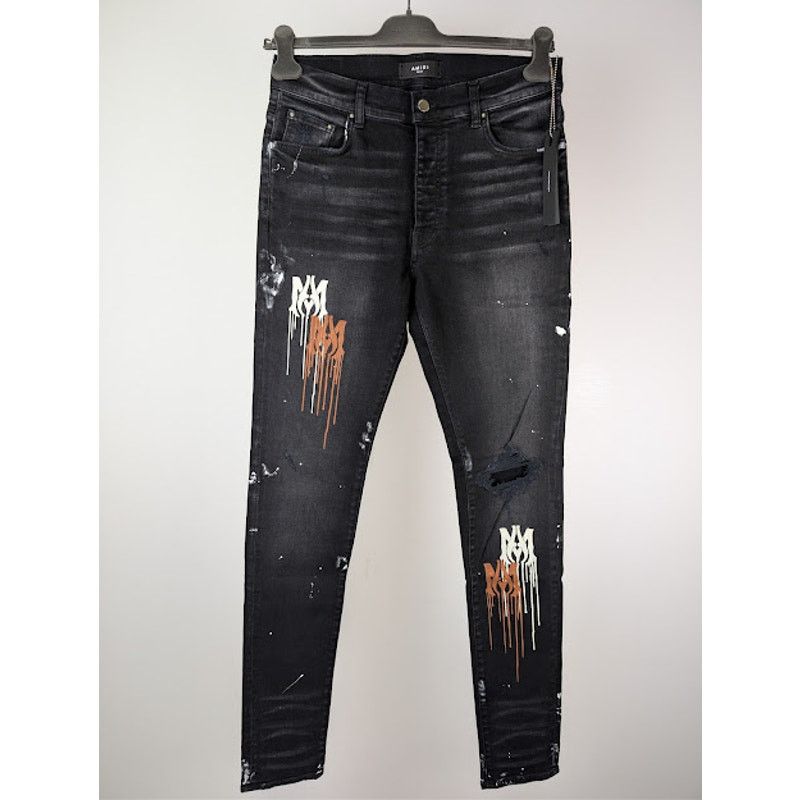 Amiri o1rshd1 MA Drip Skinny Denim Jeans in Aged Black Size US 34 / EU 50 - 11 Thumbnail
