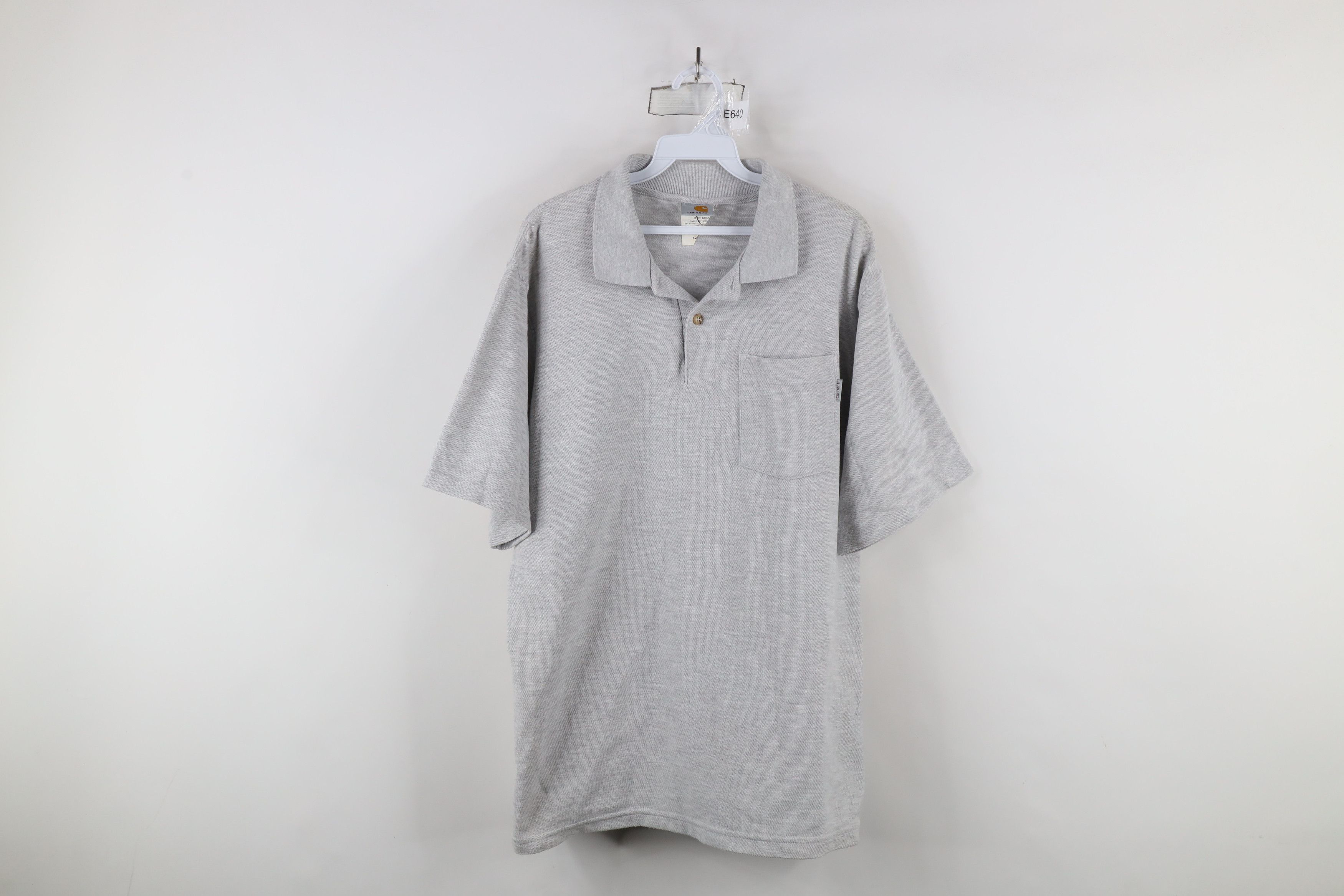 Carhartt × Vintage Vintage 90s Carhartt Short Sleeve Collared Polo Shirt Gray Size US M / EU 48-50 / 2 - 1 Thumbnail