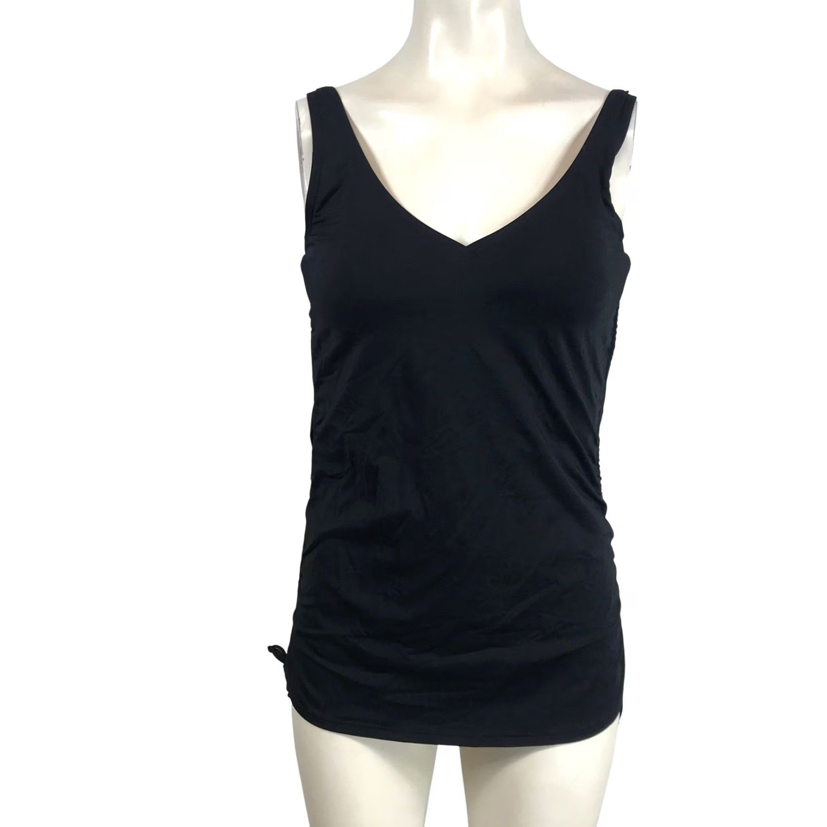 Lands' End Lands' End Tankini Top Black V-Neck Ruched Adjustable Straps 6L Tall Womens Swim Top Size M / US 6-8 / IT 42-44 - 2 Thumbnail