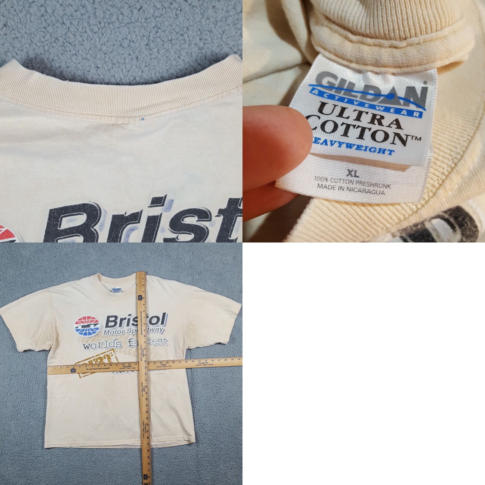 Gildan Distressed NASCAR Bristol Speedway Men's Size XL Faded Vintage Retro T Shirt Car Size US XL / EU 56 / 4 - 8 Thumbnail