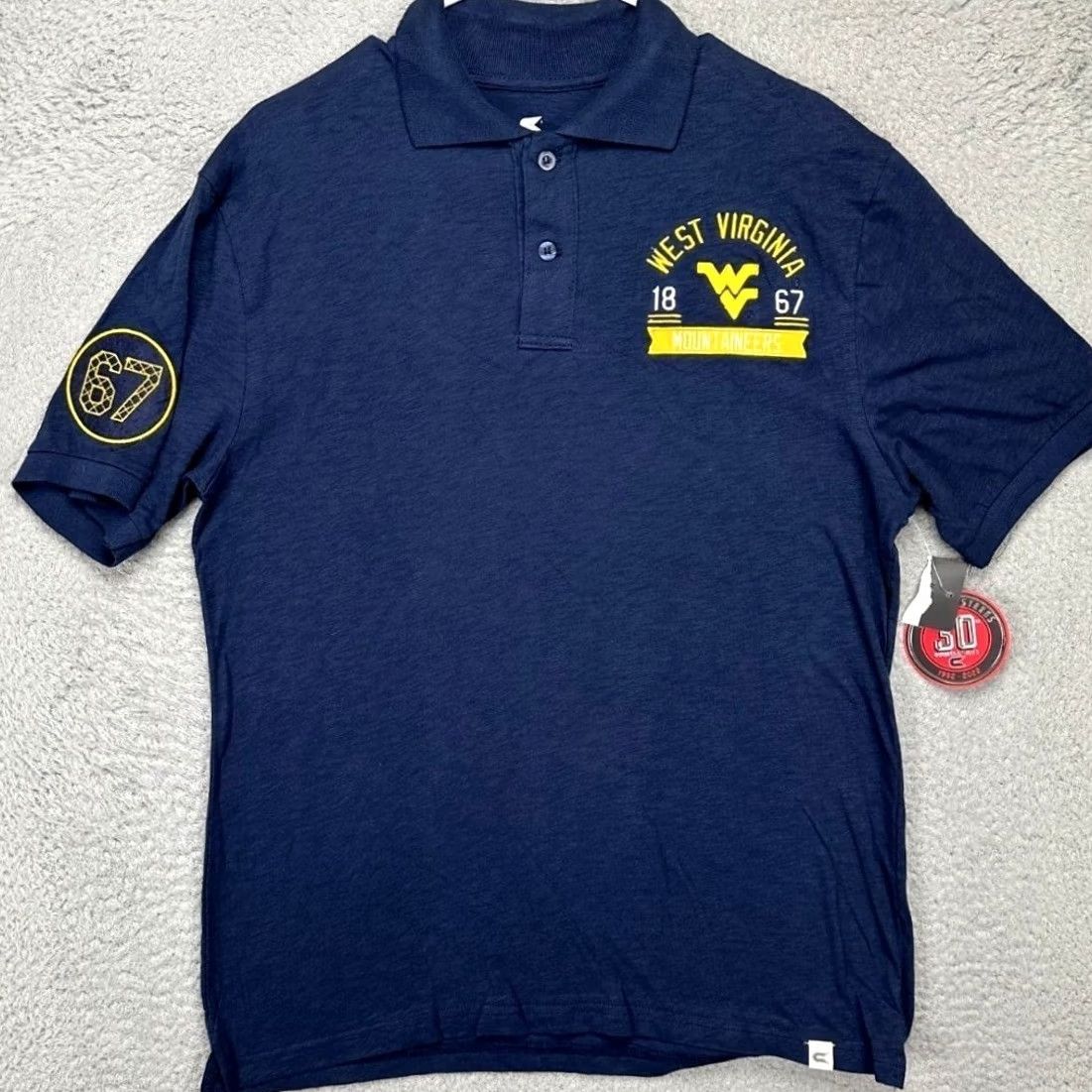 Vintage Colosseum West Virginia Mountaineers Polo Shirt Mens Small Navy Blue Rugby Size US S / EU 44-46 / 1 - 3 Thumbnail