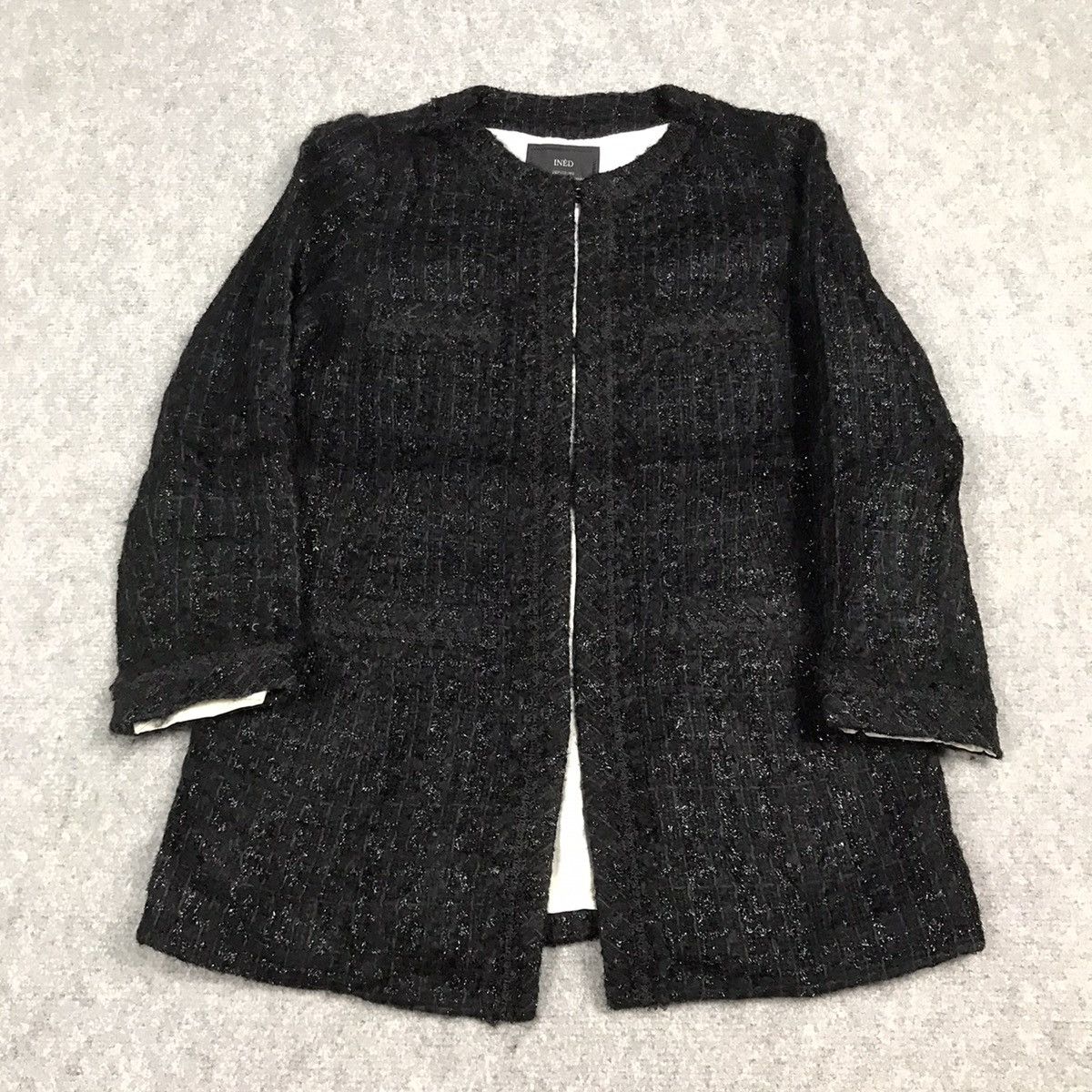 Japanese Brand INED BLACK TWEED JACKET Size S / US 4 / IT 40 - 1 Thumbnail