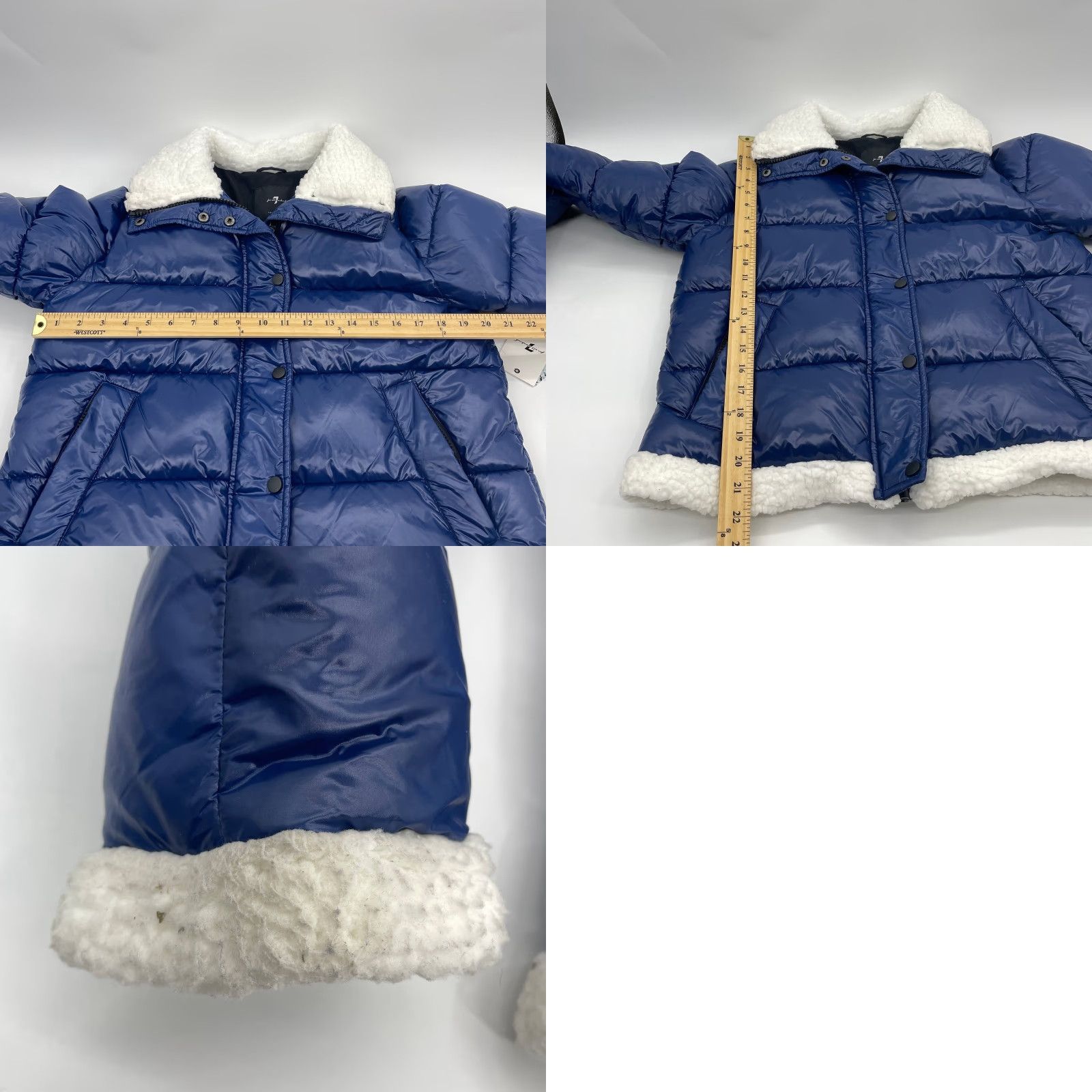 7 For All Mankind Womens Jacket Parka Short Winter Blue M Parka Womens Mens?