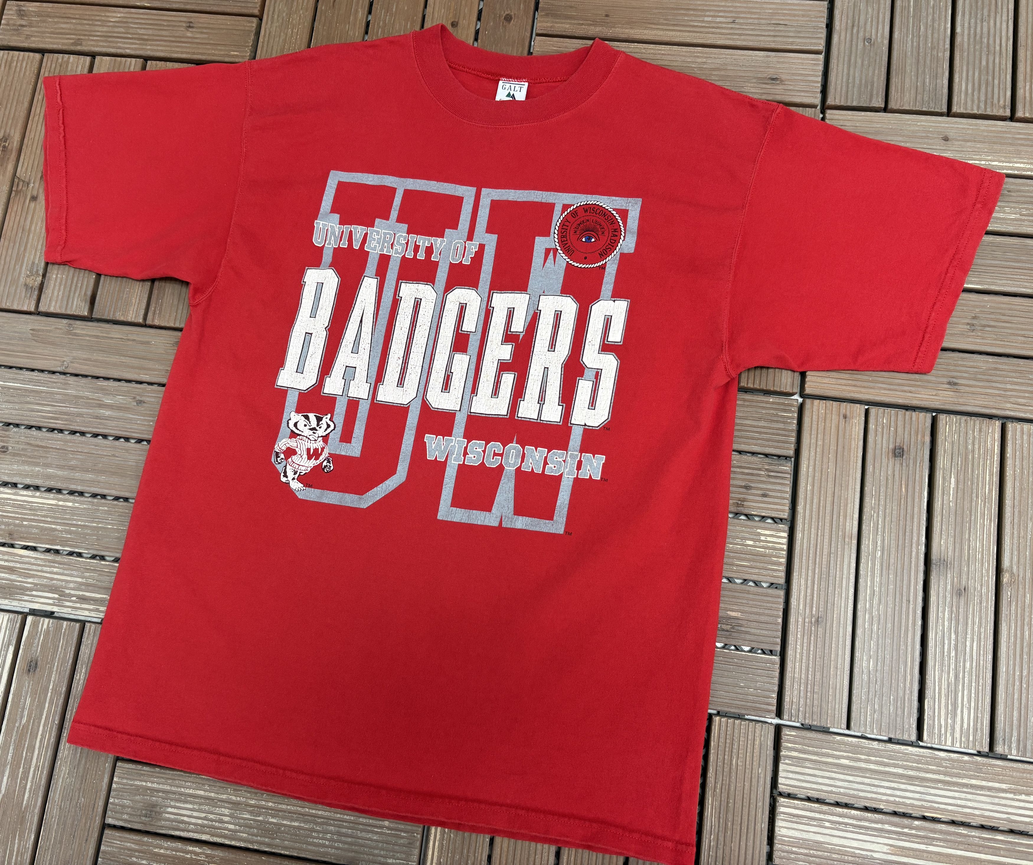 Vintage University of Wisconsin Badgers Vintage Red T-Shirt Tee Size US L / EU 52-54 / 3 - 3 Thumbnail