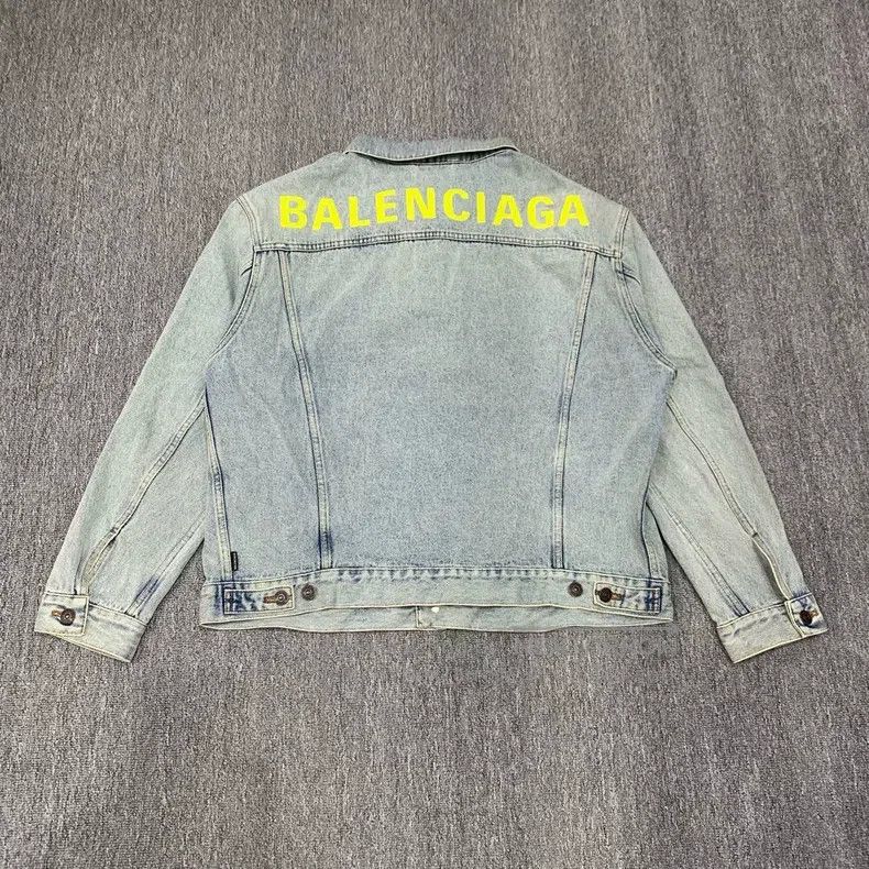 Balenciaga Balenciaga Light Blue Washed Destroyed Back Embroidered Lo Size US L / EU 52-54 / 3 - 2 Thumbnail
