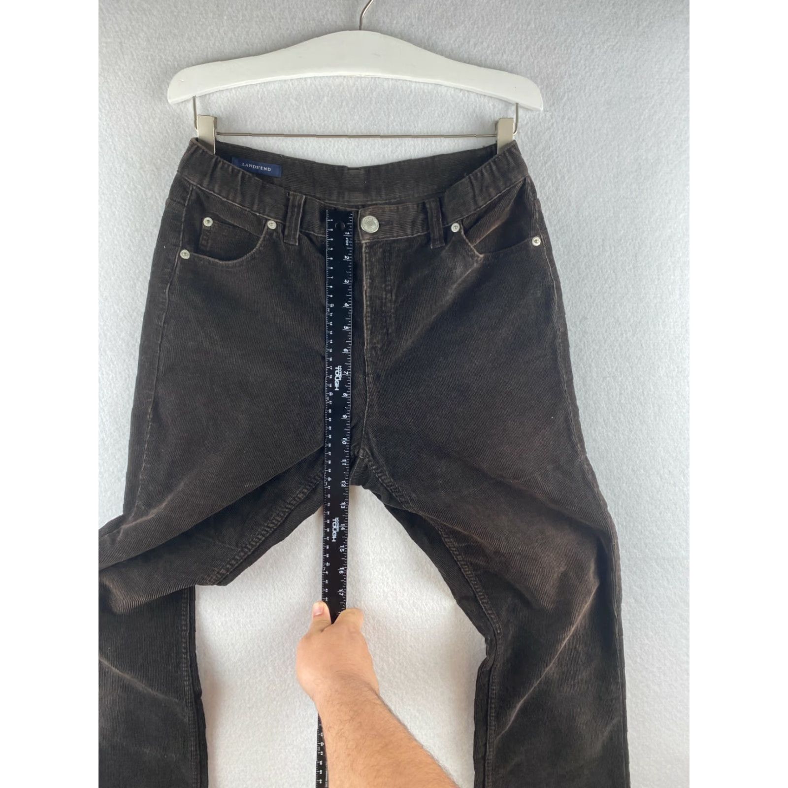 Lands' End Lands' End Corduroy Pants Womens 4P Boot Cut Cotton Brown Night/Solid Modern Straight Leg Casual Womens Size 27" / US 4 / IT 40 - 4 Thumbnail