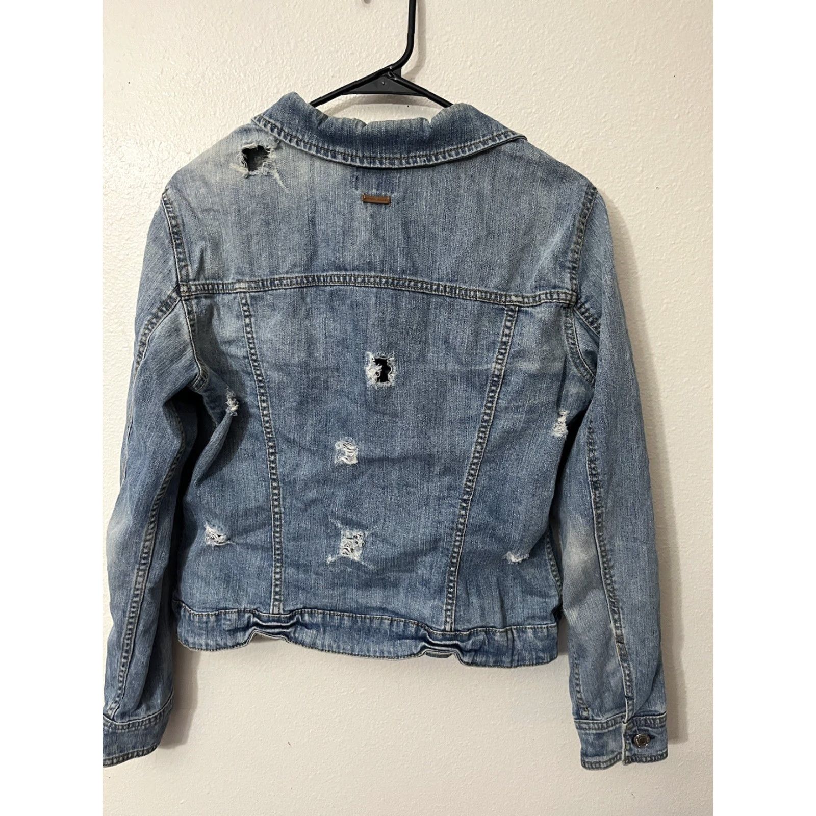 Mango Mango | Denim Jacket | Size L | Blue | Pocketed | Women's | Jacket | Distressed Size 36" / US 14 / IT 50 - 3 Thumbnail