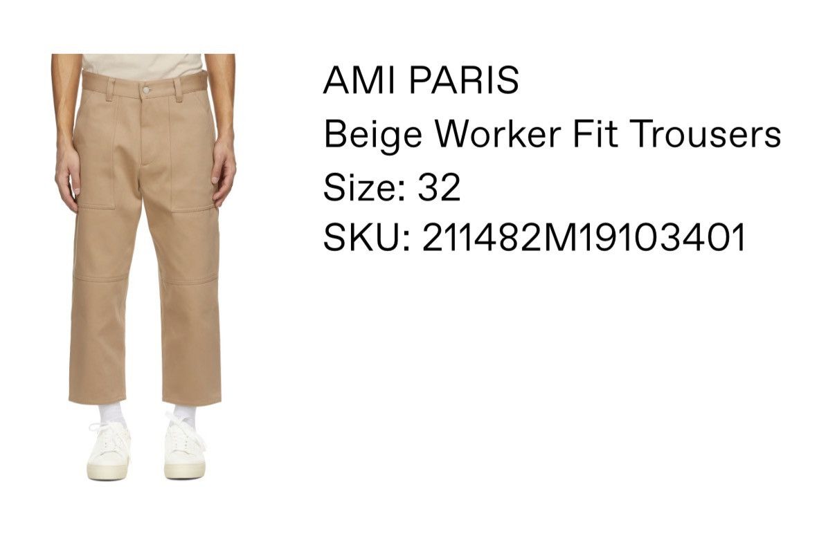 AMI AMI BEIGE WORKER FIT TROUSERS Size US 32 / EU 48 - 4 Thumbnail