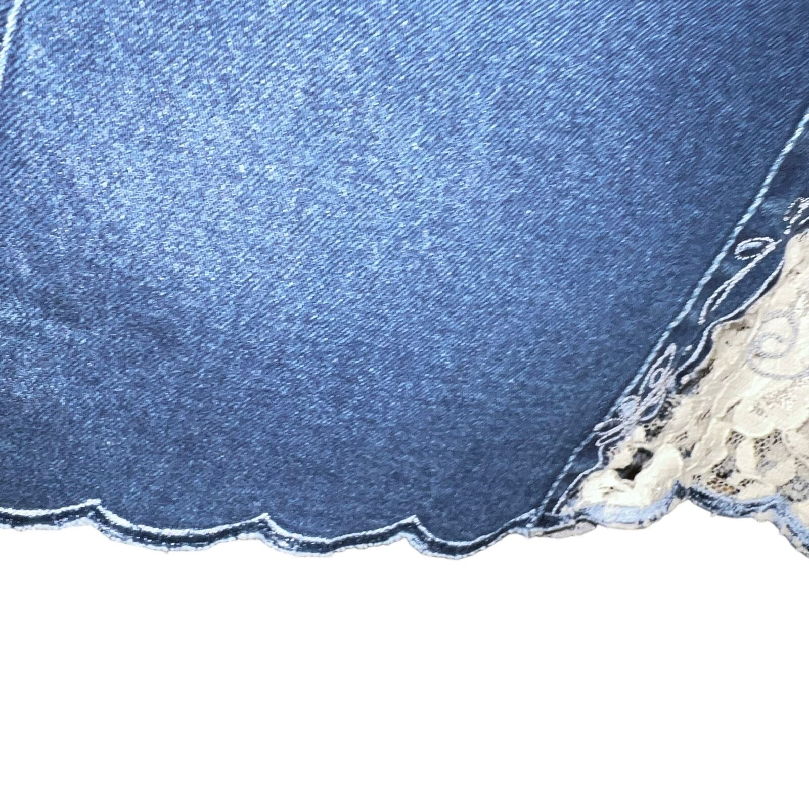 Other Vintage Choices Denim Tulip Skirt Lace Insets Petite MED Size 28" / US 6 / IT 42 - 8 Thumbnail