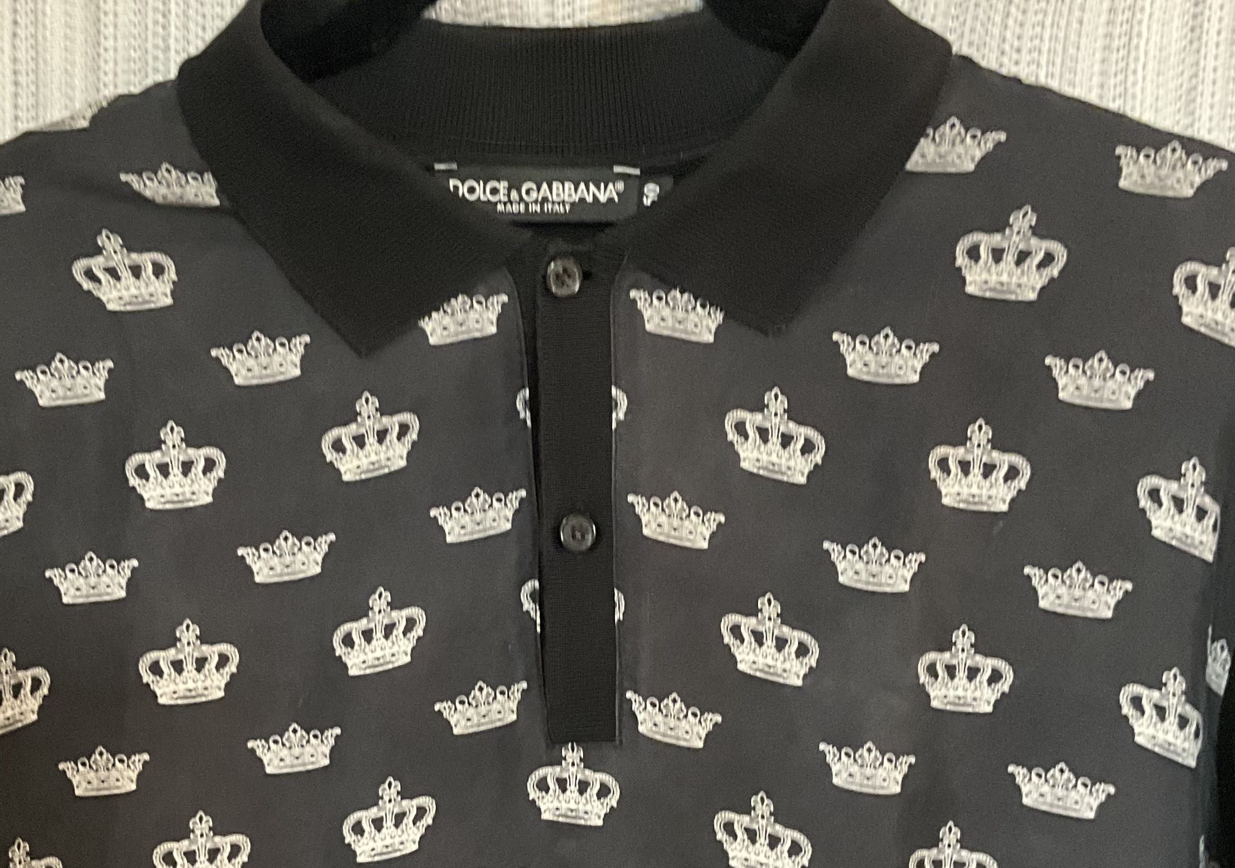 Dolce & Gabbana Dolce & Gabbana Black Multi Fabric Crown-Print Polo Size 50) Size US M / EU 48-50 / 2 - 4 Thumbnail