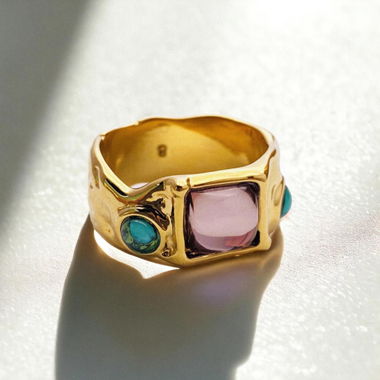 Jewelry Irregular Chunky Ring Gold, Boho Maximalistlist Ring Set Size ONE SIZE - 5 Thumbnail