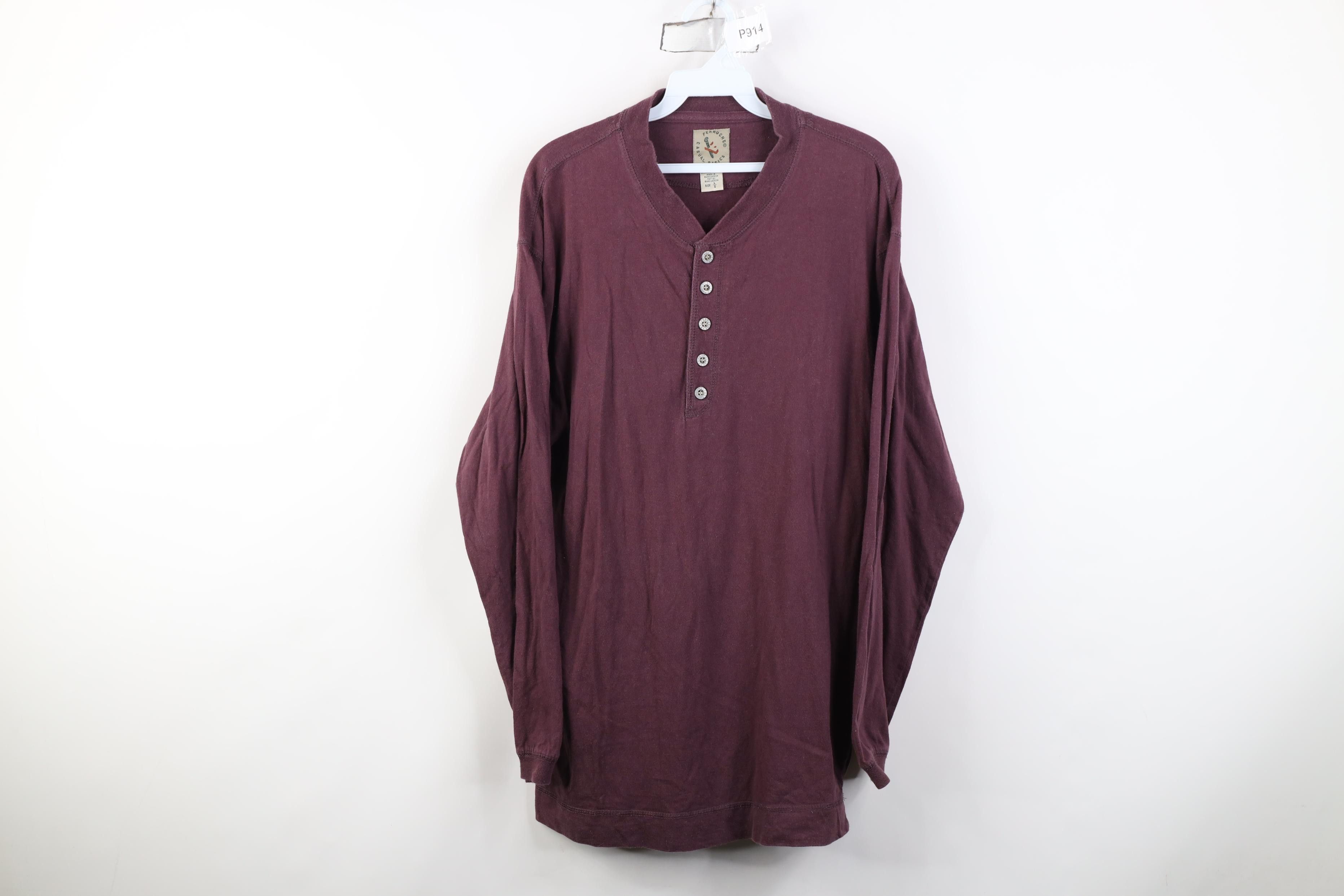 Vintage Vintage 90s Streetwear Long Sleeve Henley T-Shirt Purple Size US L / EU 52-54 / 3 - 1 Thumbnail