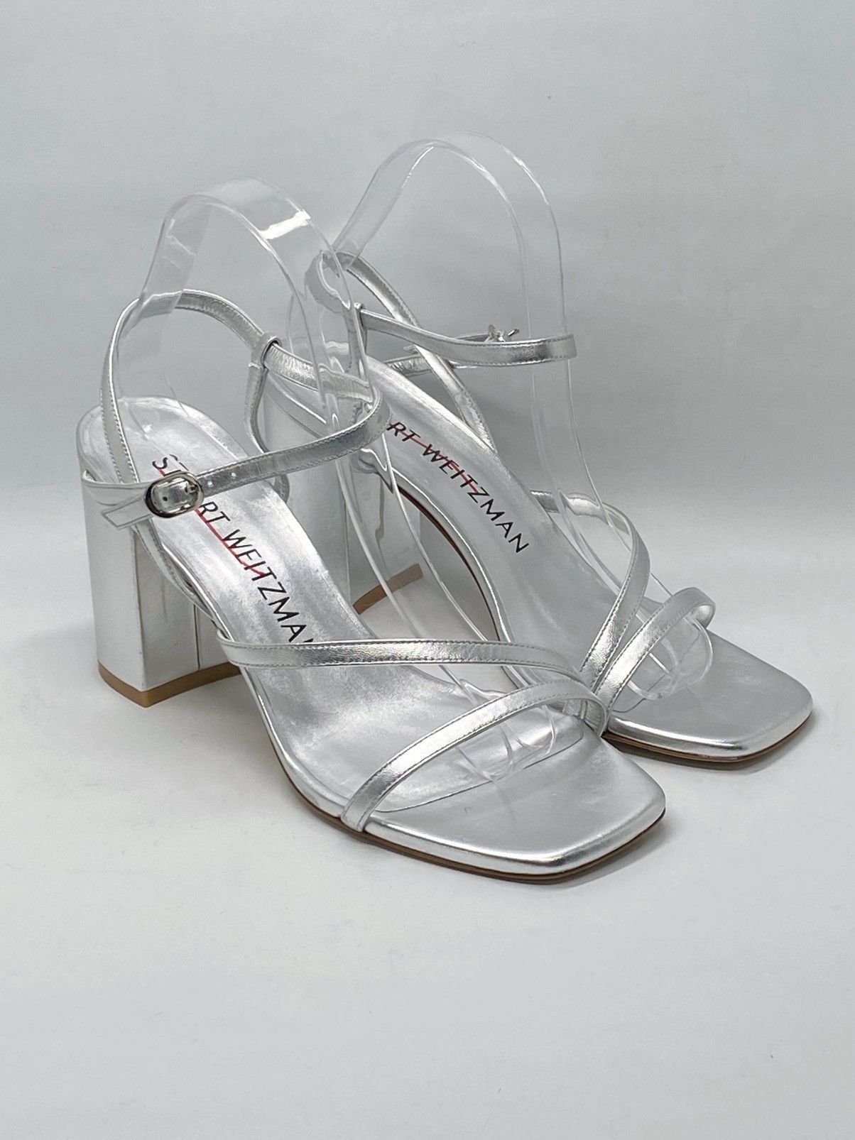 Stuart Weitzman Stuart Weitzman Metallic Leather Block-Heel Sandals size 9 Size US 9 / IT 39 - 2 Thumbnail