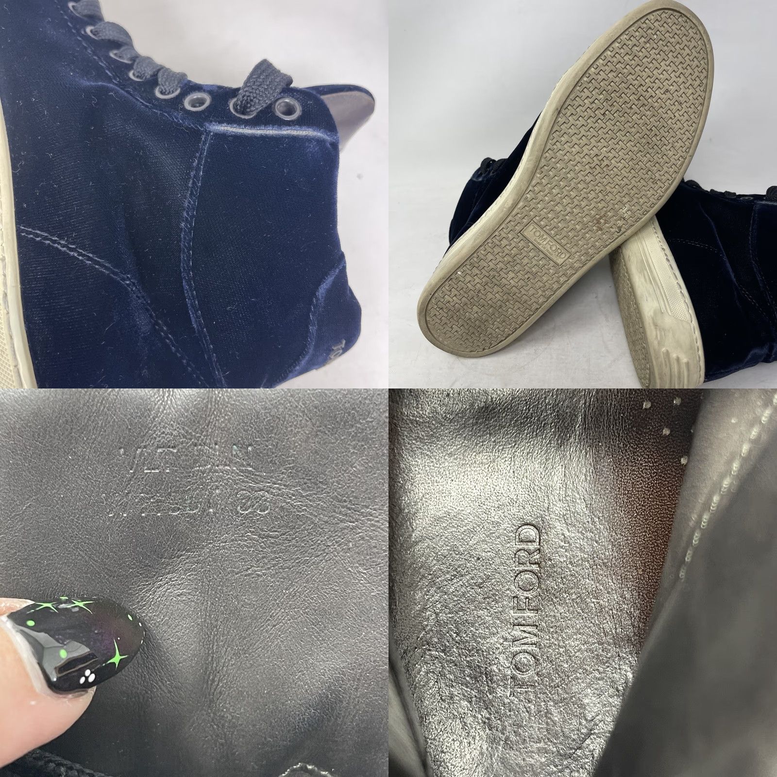 Tom Ford TOM FORD Sneakers Mens Size 6 38 Velvet High Top Blue Distressed Preppy 80s 90s Hipster Logo Casual Shoes Size US S / EU 44-46 / 1 - 8 Thumbnail