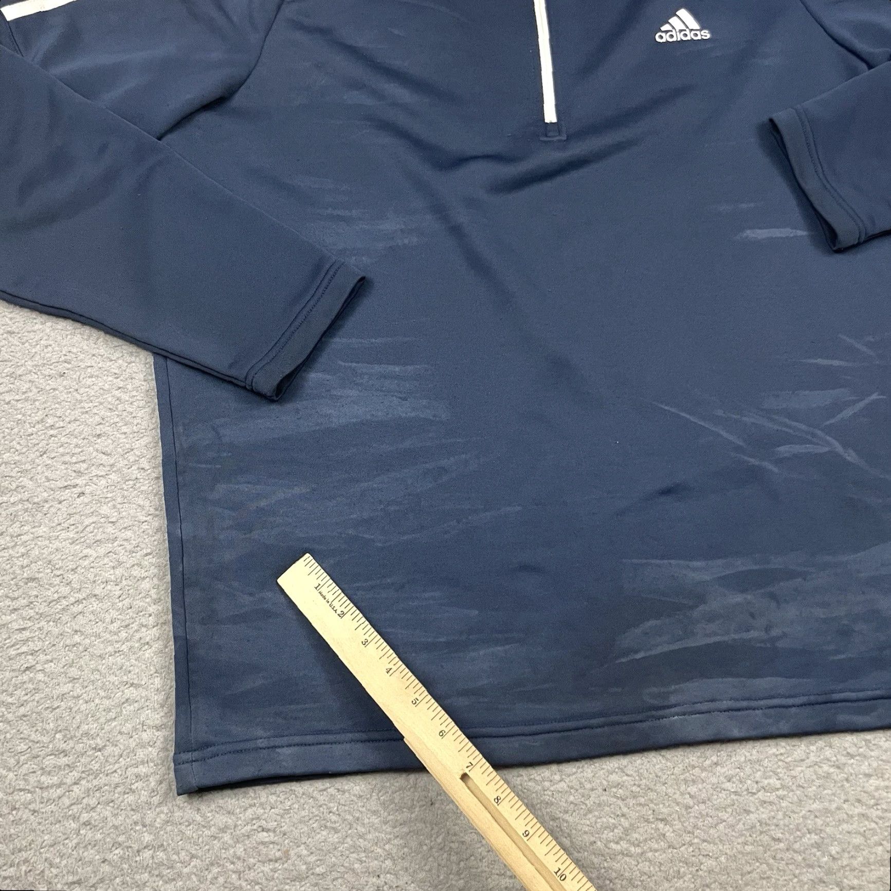 Adidas Adidas Shirt Men's L Blue 1/4 Zip Short Sleeve Golf Baseball Stripe Pullover Size US L / EU 52-54 / 3 - 7 Thumbnail