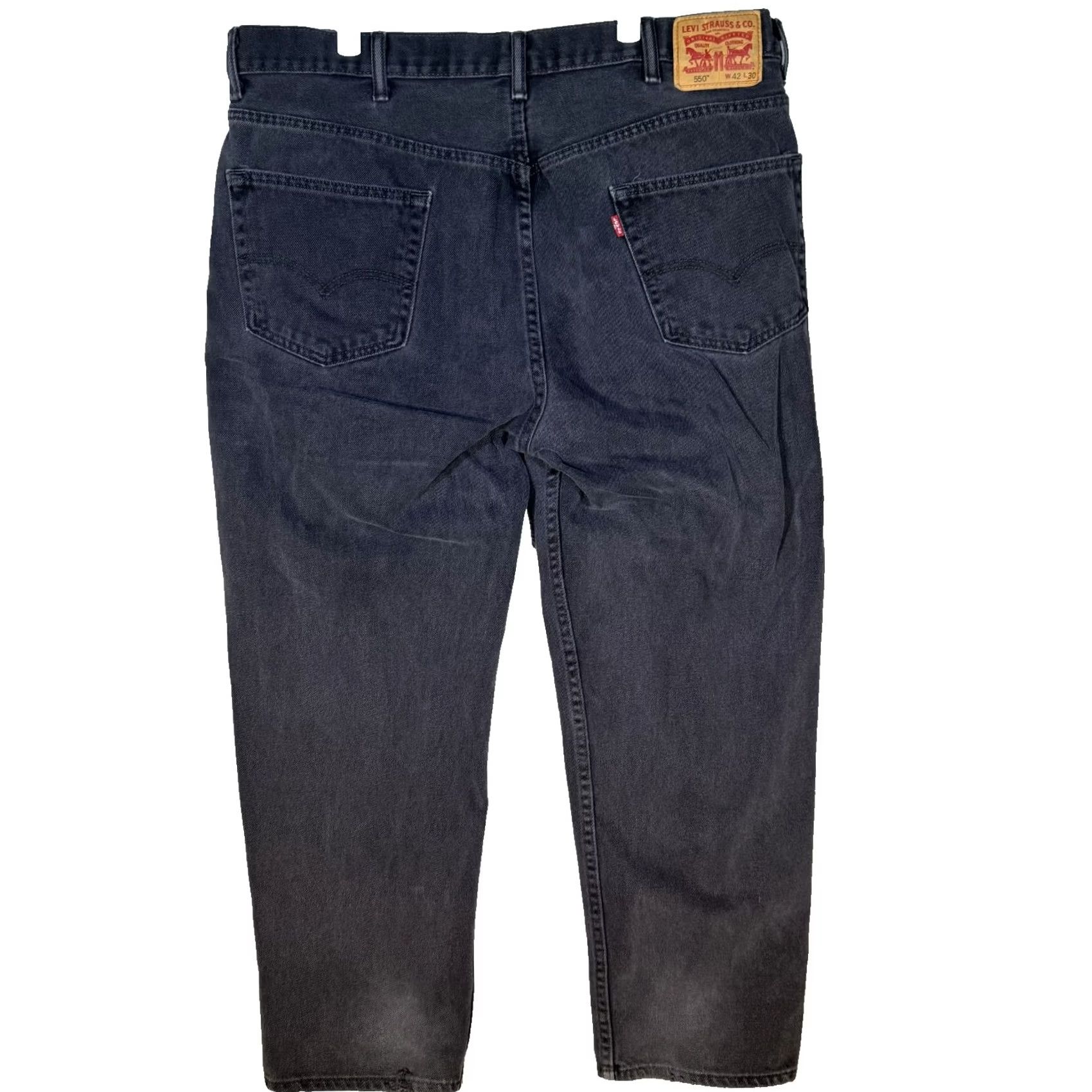 Levi's Levi's 550 Jeans Mens 42x30 Black Denim Relaxed Fit Tapered Leg Mid Rise Zip Fly Size US 42 / EU 58 - 2 Thumbnail